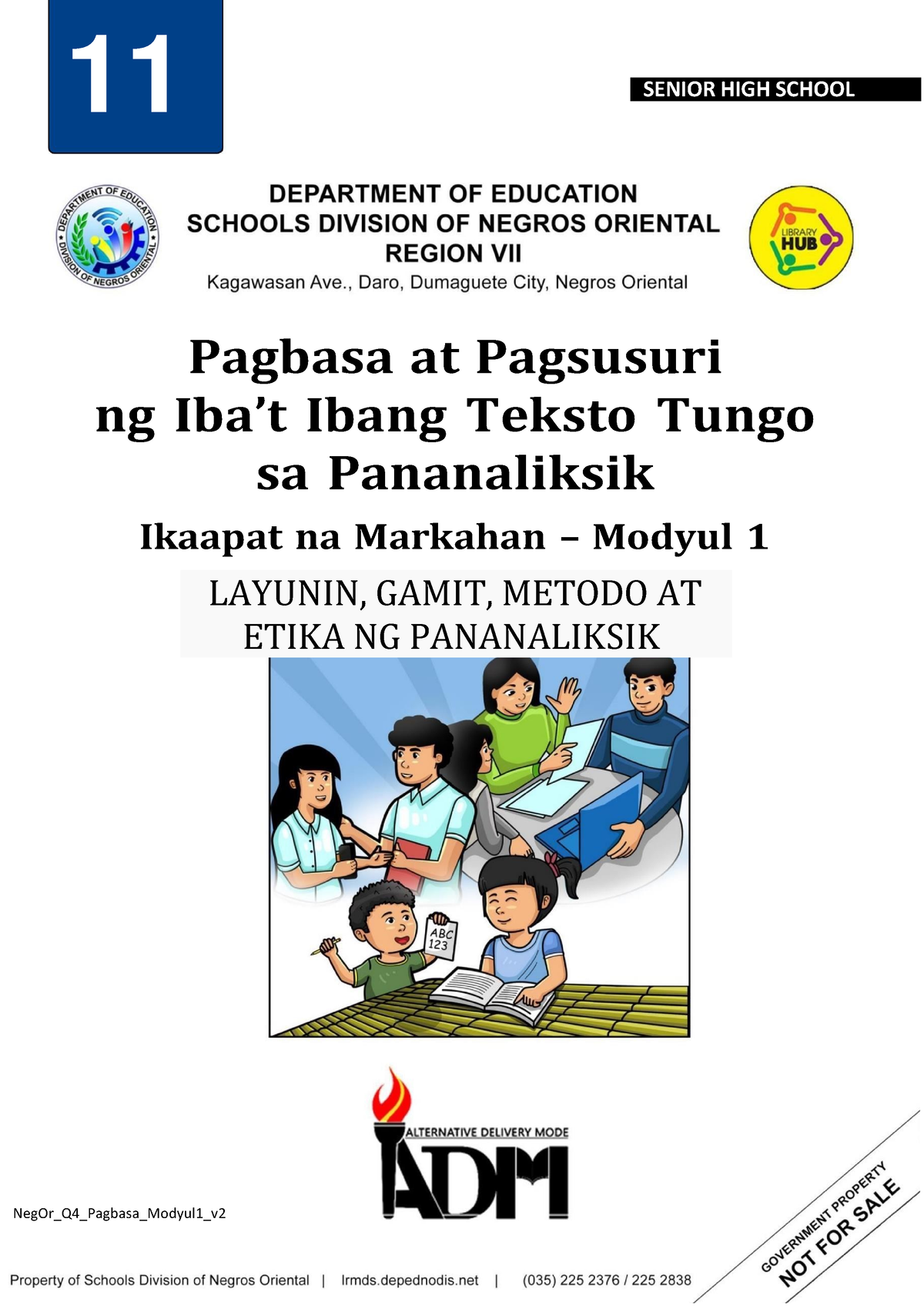 Neg Or Q4 Pagbasa Module 1 V2 - 11 SENIOR HIGH SCHOOL LAYUNIN, GAMIT ...