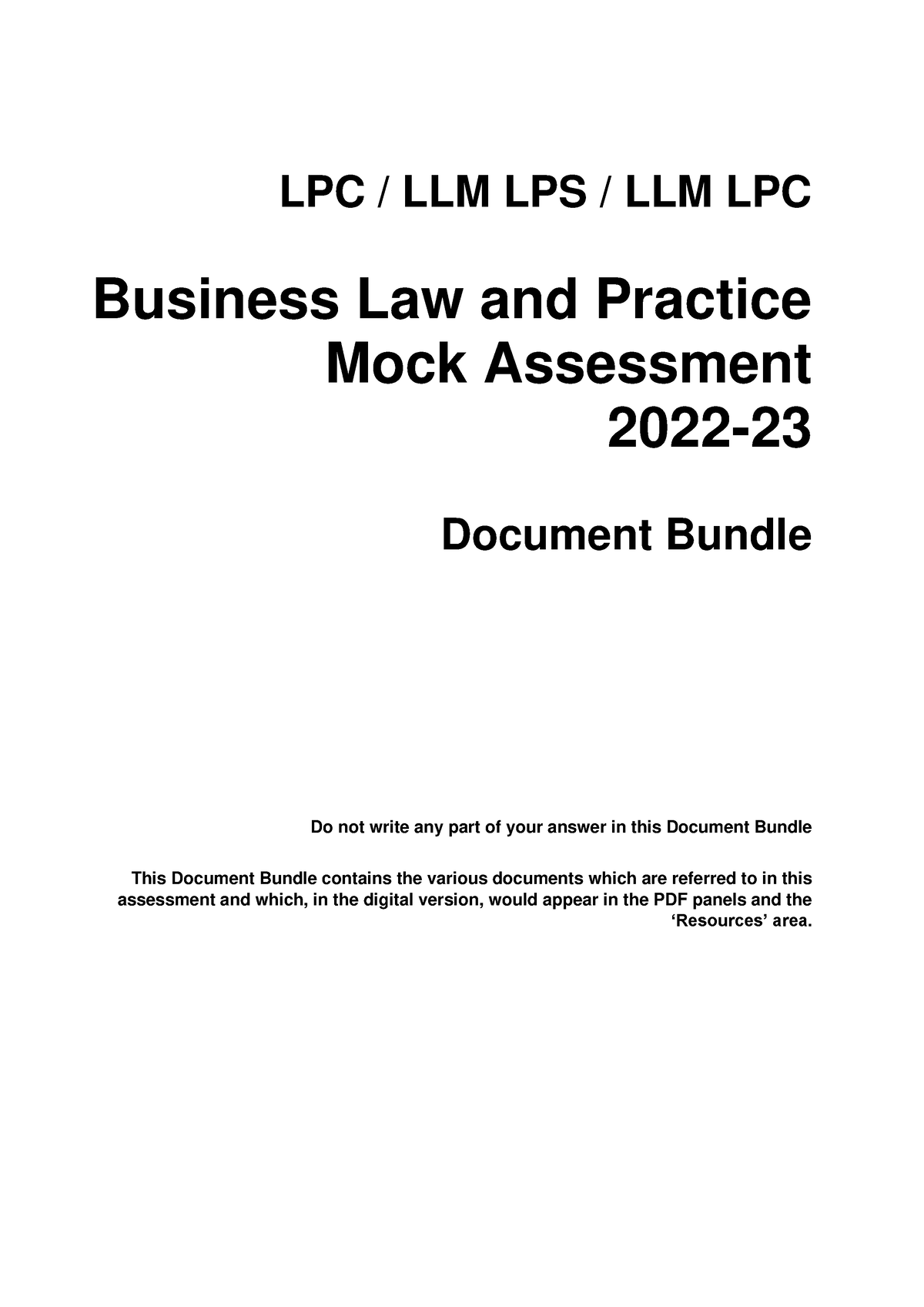 LPC LLM LPS LLM LPC Business Law And Practice Mock Assessment Document ...