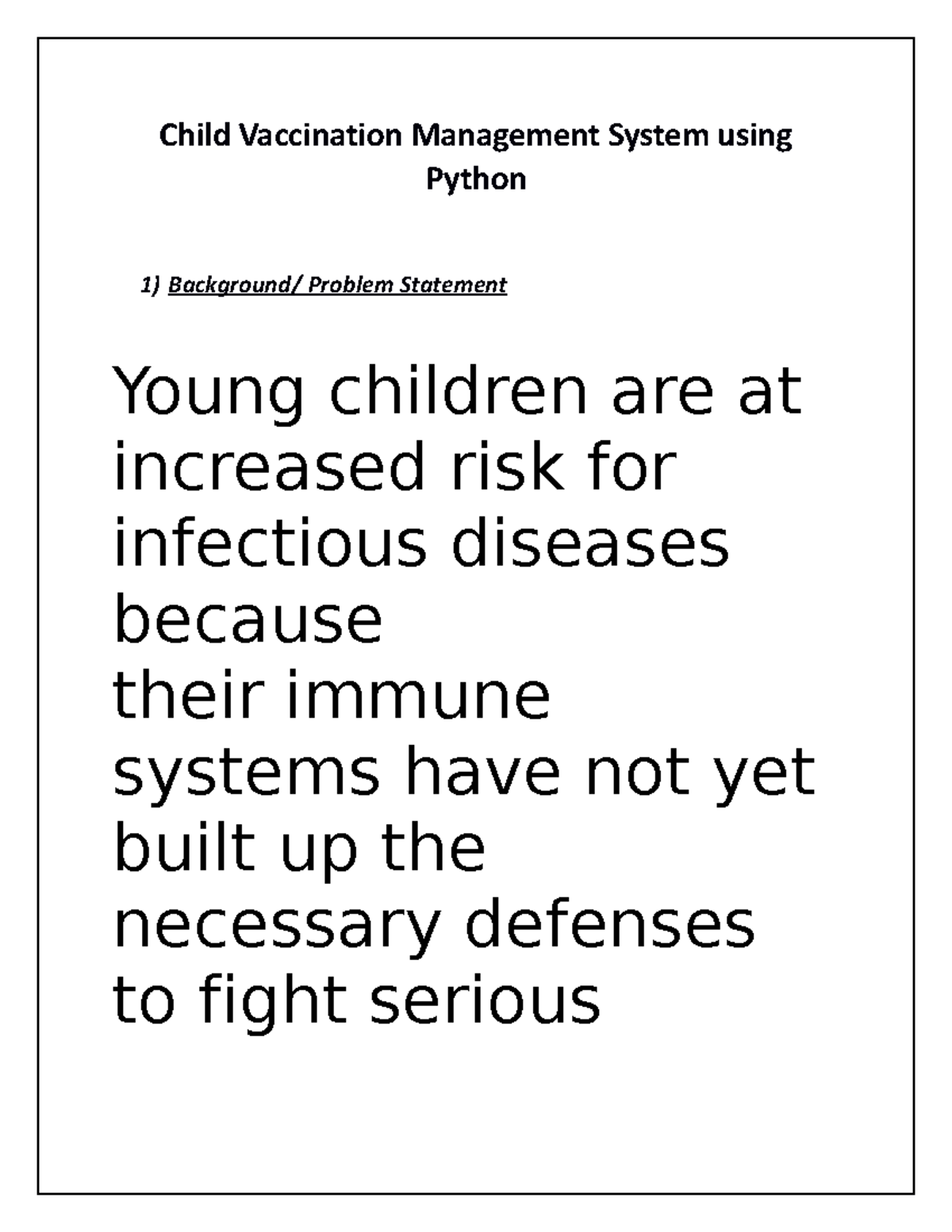 PY070 - Child Vaccination Management System using Python Background ...