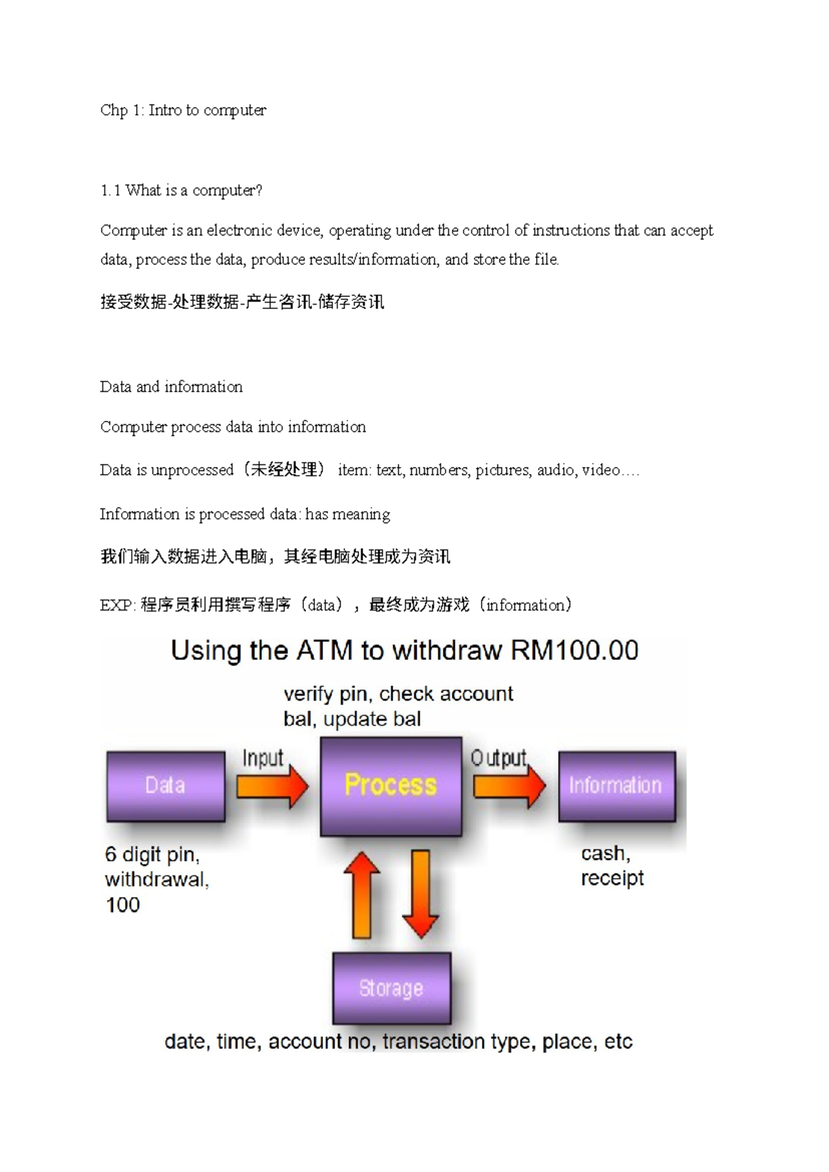 IT CHP1 - CHP1 NOTE - Chp 1: Intro to computer 1 What is a computer ...
