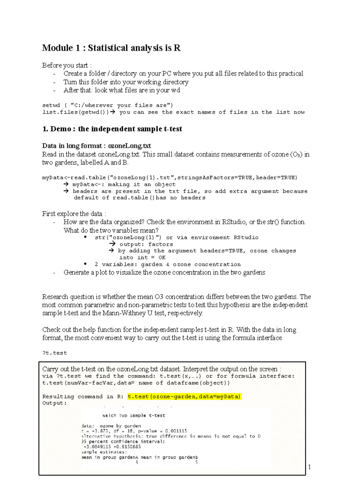 Advanced data analysis - Practical 2: statistical testing - Module 1 ...