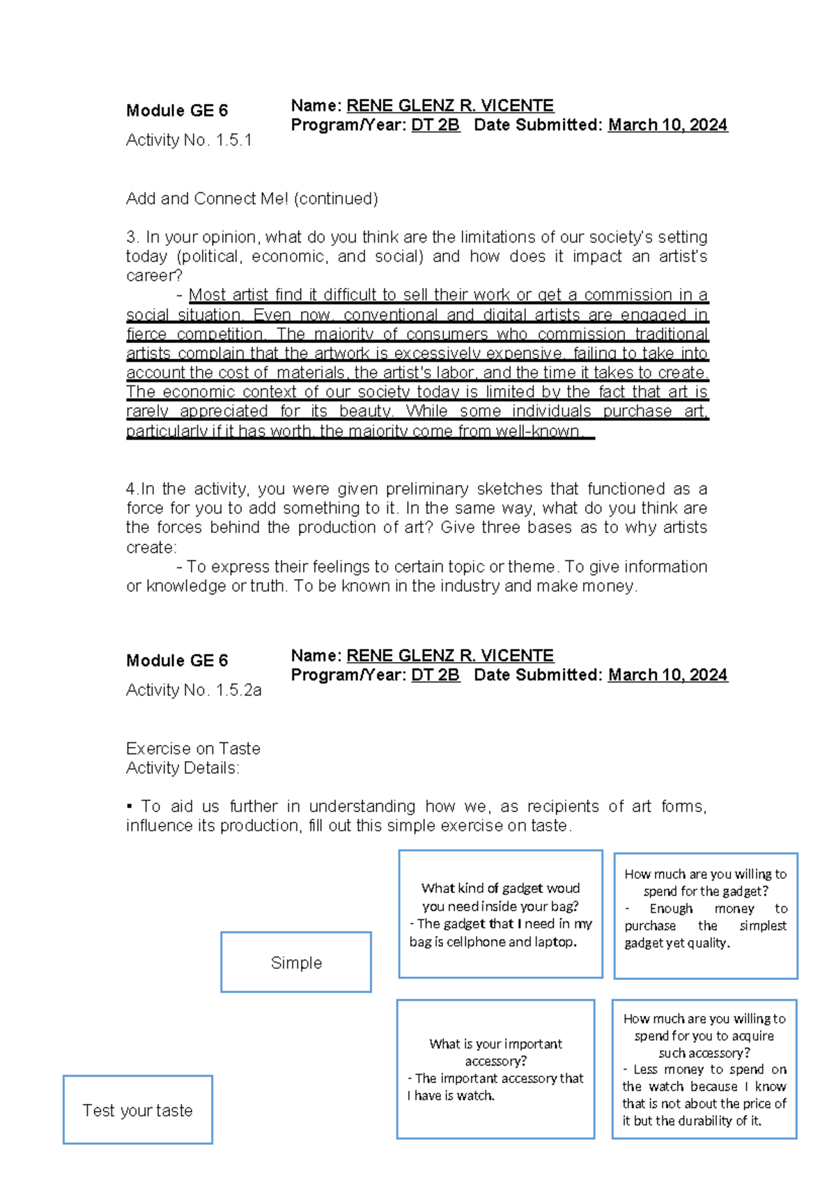 Module GE 6. 1 - For more ideas - Module GE 6 Activity No. 1. Add and ...