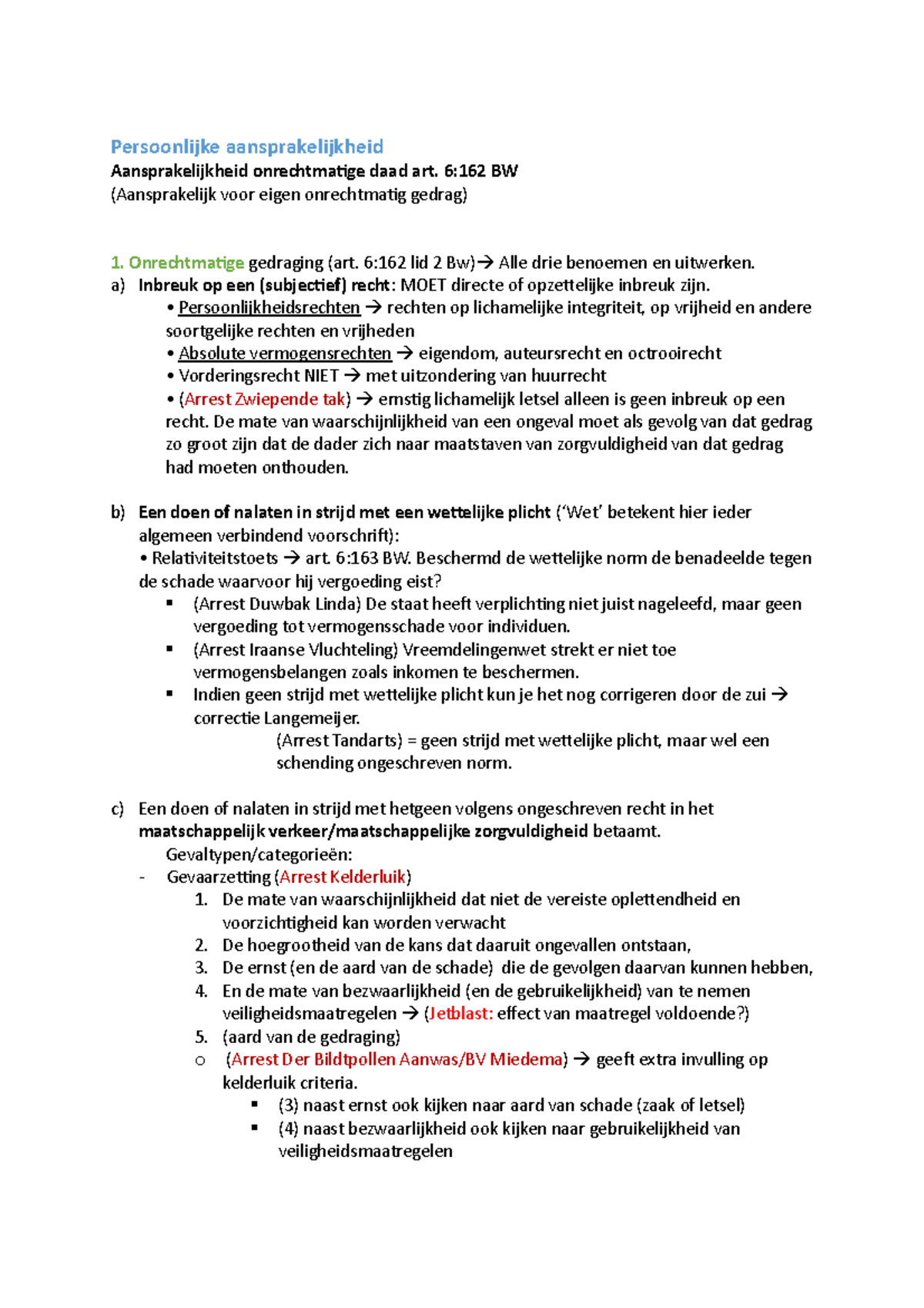 Stappenplan Onrechtmatige Daad - Persoonlijke Aansprakelijkheid ...