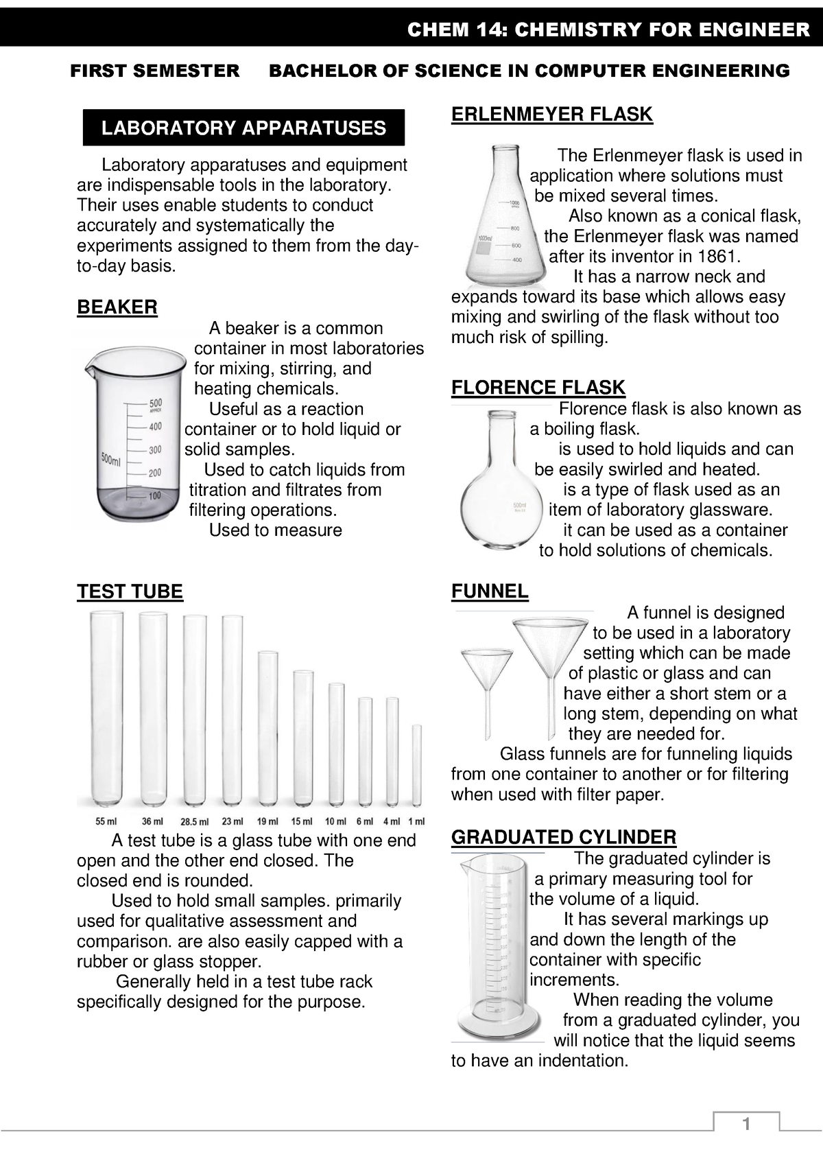 Chem-12-01 - notes for laboratory apparatuses :) - FIRST SEMESTER ...