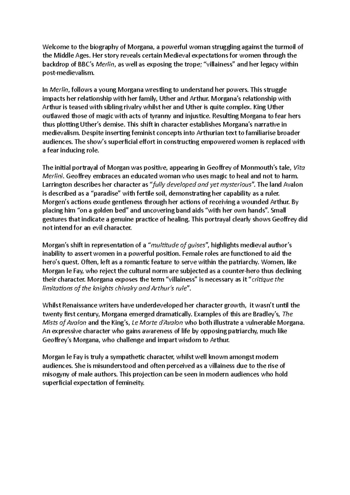 Morgan(a le Fey) - Speech on Medievalism - Welcome to the biography of ...