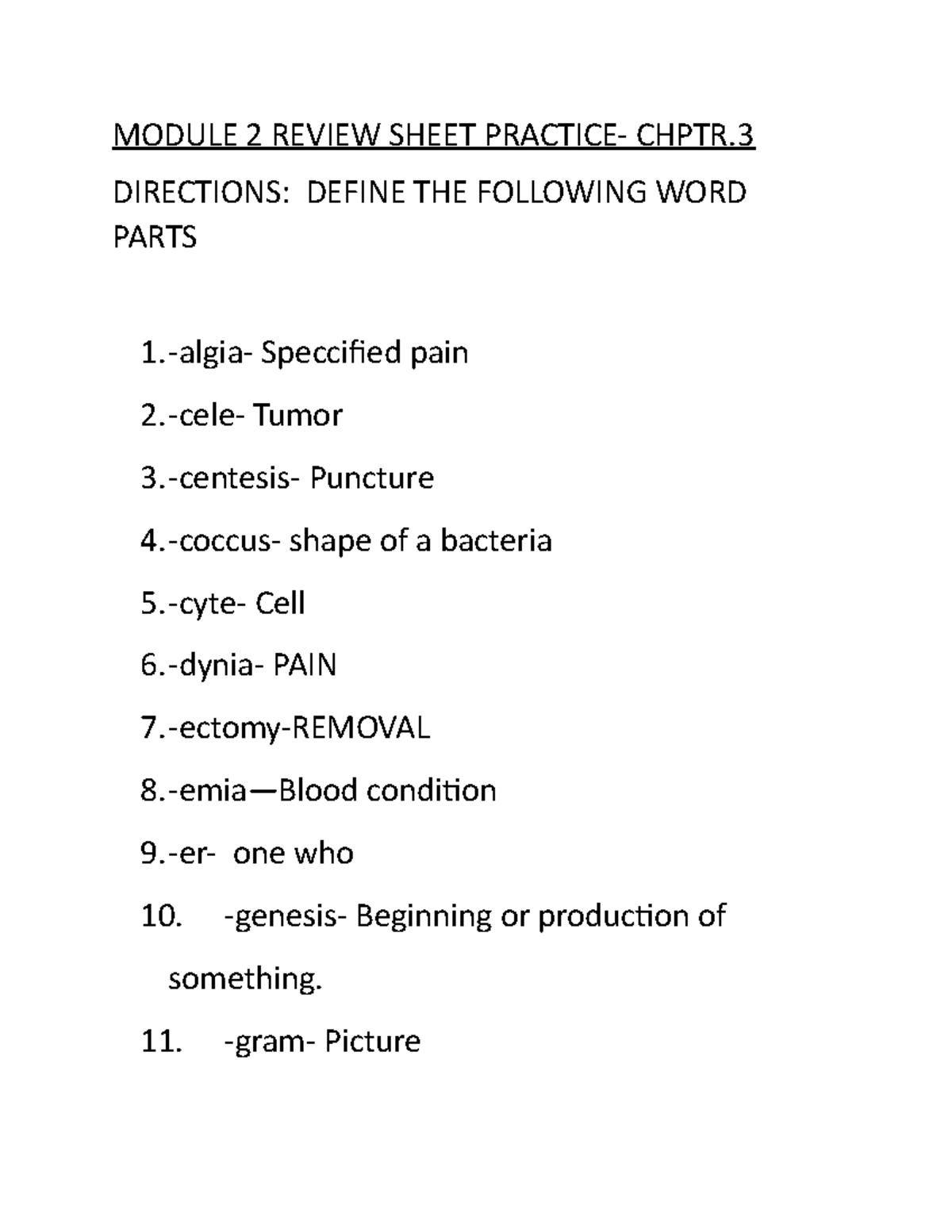 Module 2 Chptr. 3 Review Sheet Practice2 MODULE 2 REVIEW SHEET