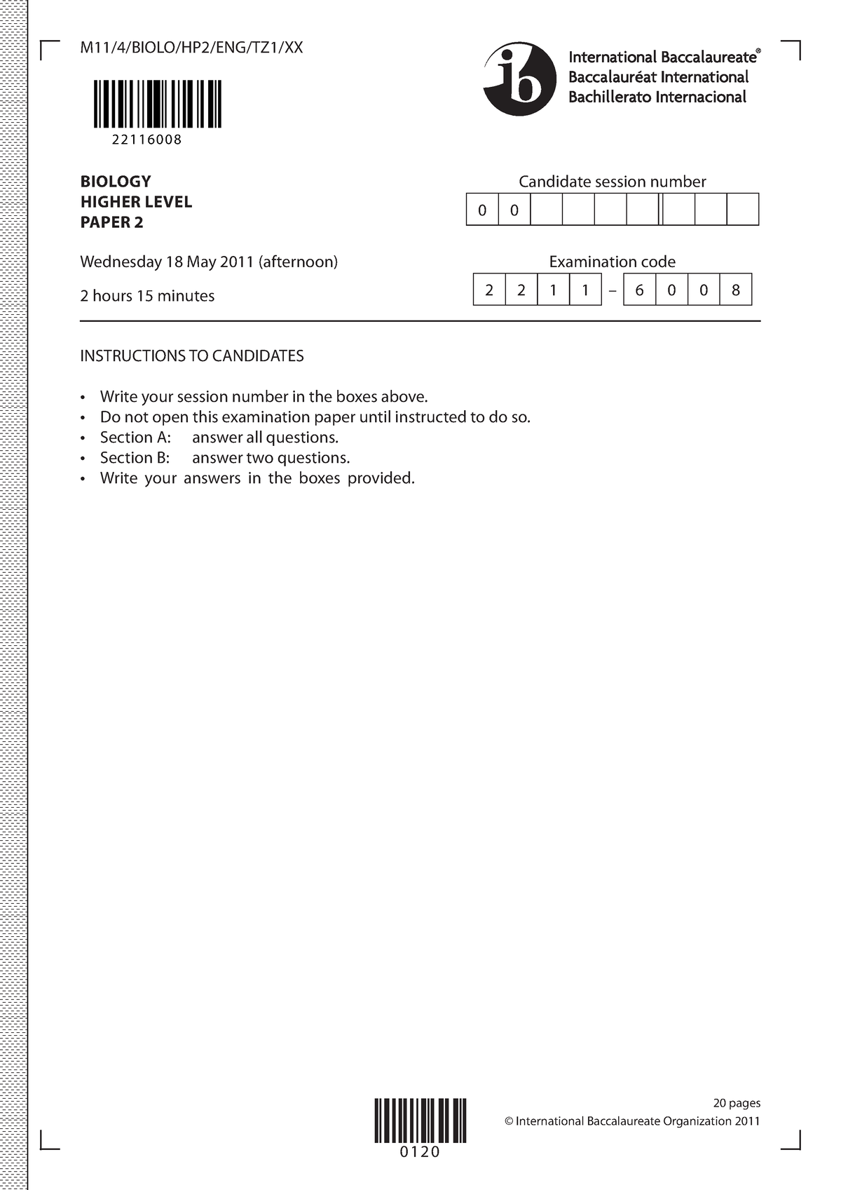 ib-biology-paper-2-tz1-hl-for-year-may-2011-examination-code-2-2-1-1