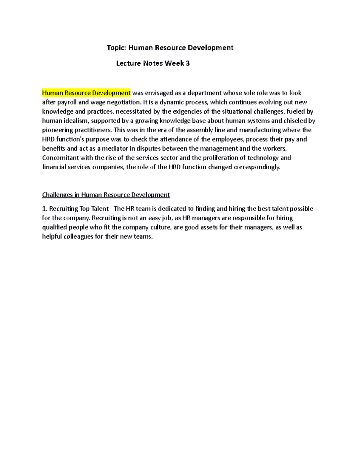 Human resource development - Topic: Human Resource Development Lecture ...