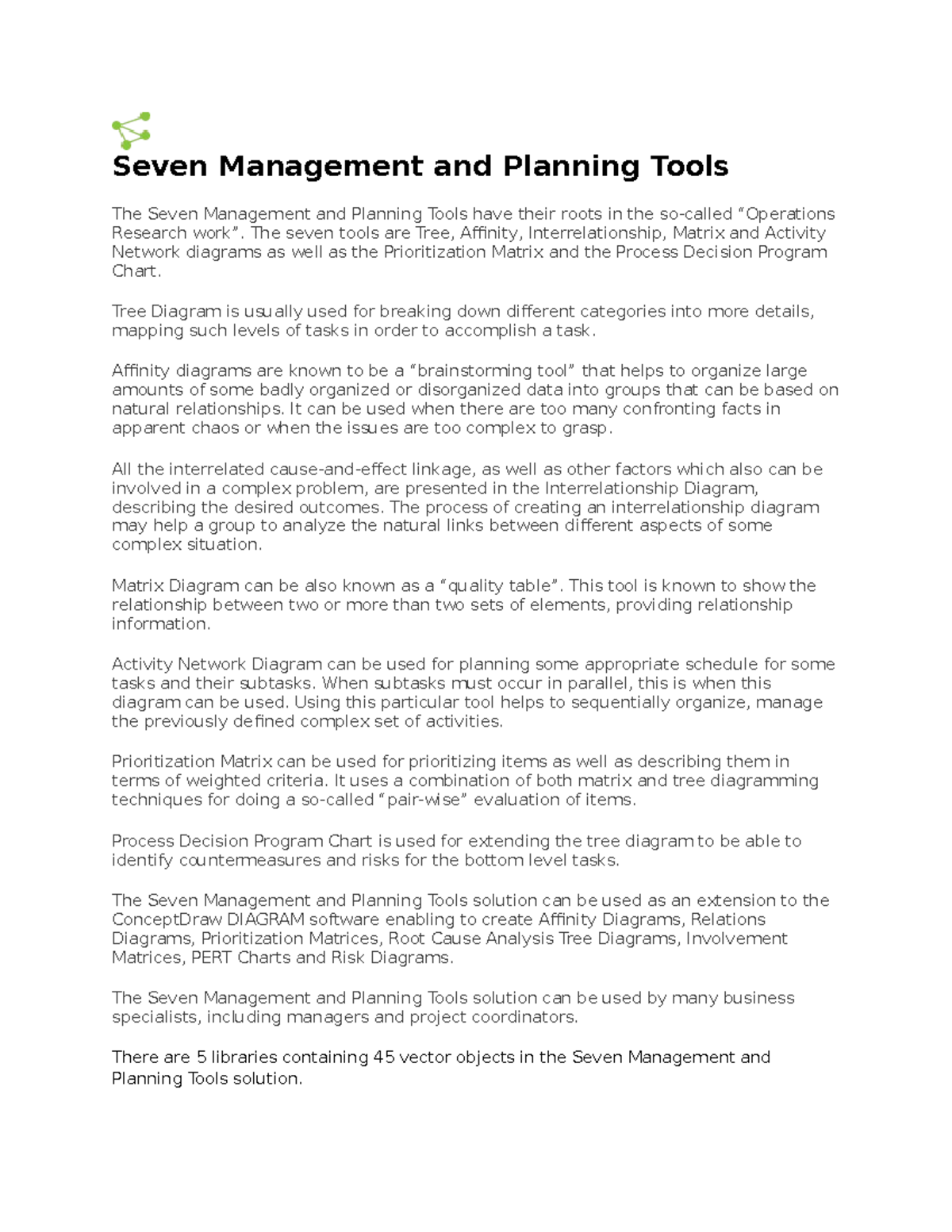 Seven Management and Planning Tools - The seven tools are Tree ...
