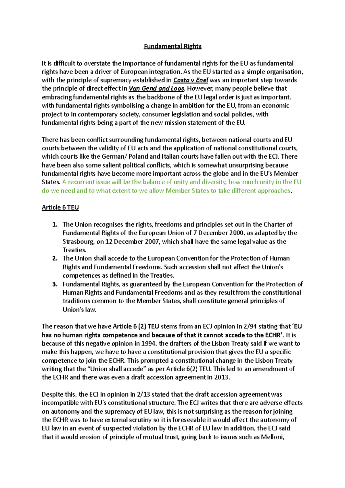 WEEK 1- Fundamental Rights - Fundamental Rights It is difficult to ...