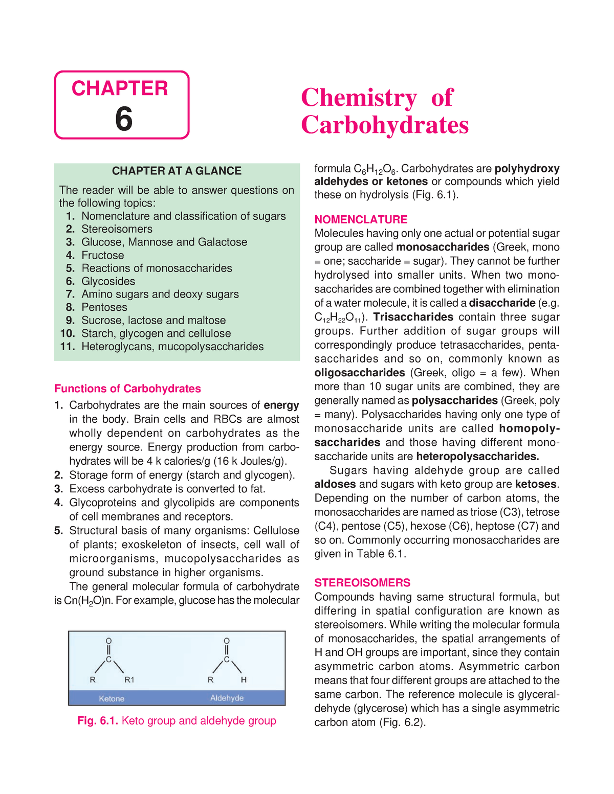 Chemistry Of Carbohydrates - 60 Textbook Of Biochemistry; Section A ...