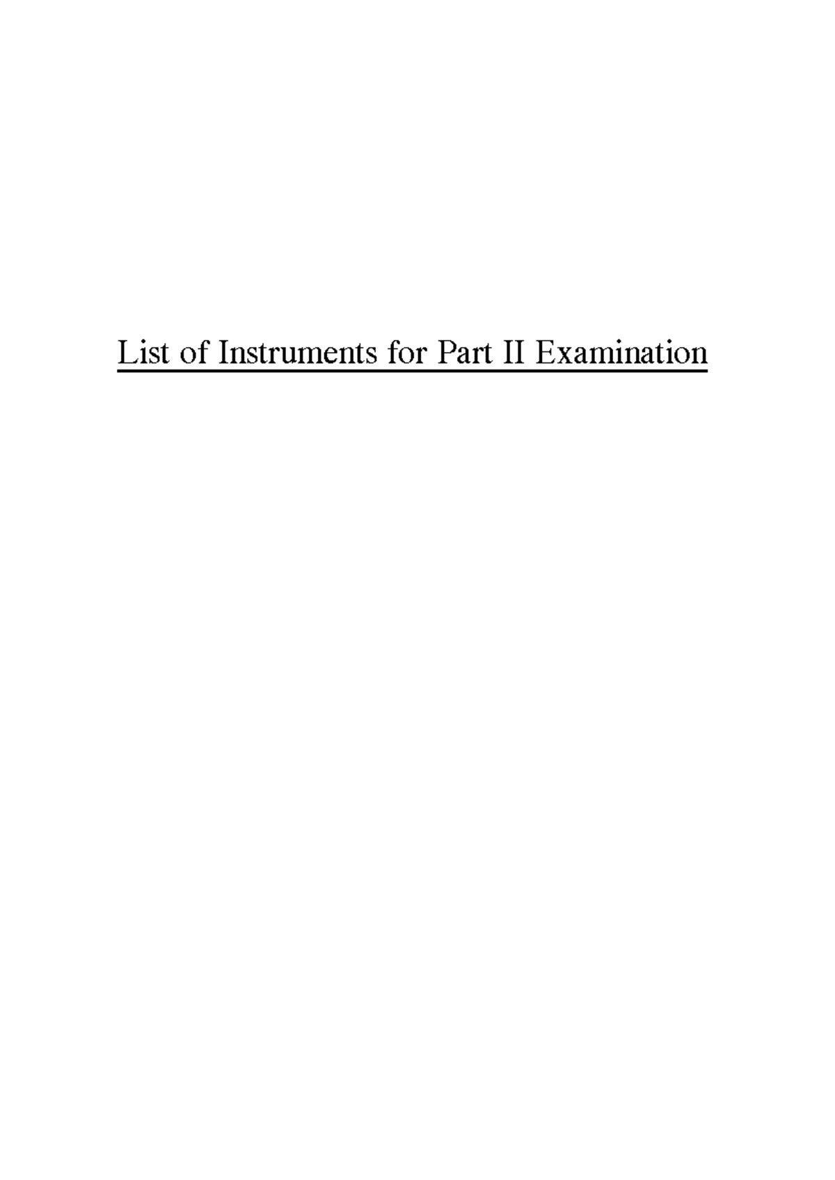 Information on Licensing Examination Part2 - List of Instruments for ...
