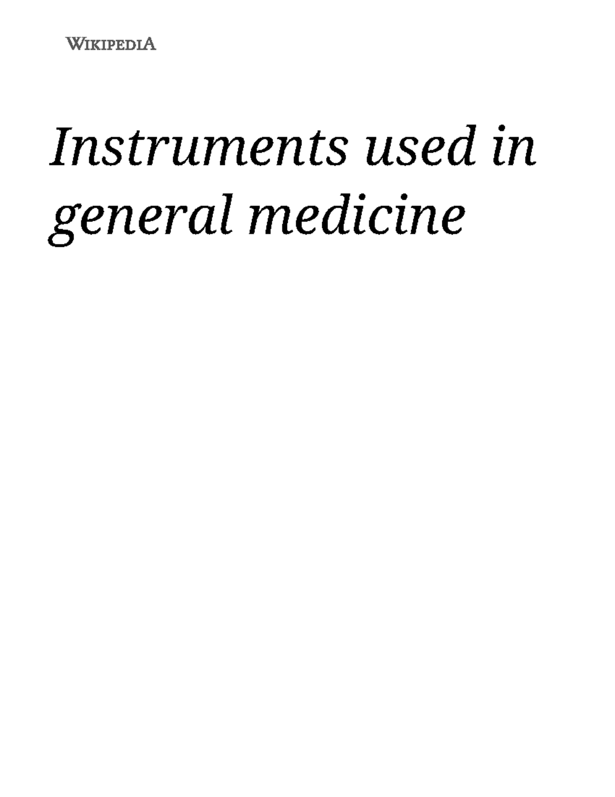 Instruments used in general medicine Wikipedia Instruments used in