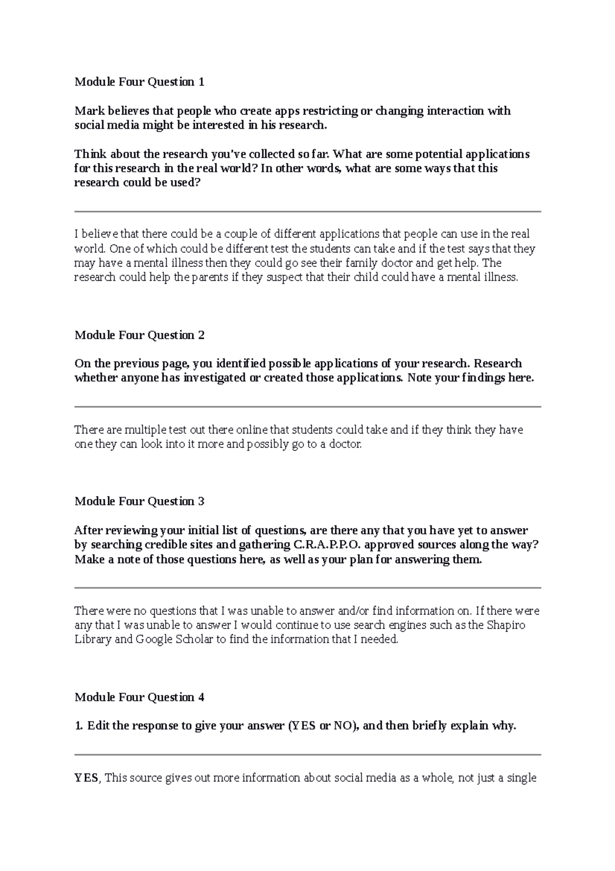 SCS 200 Applied Social Sciences - Module Four Short Responses - Module ...