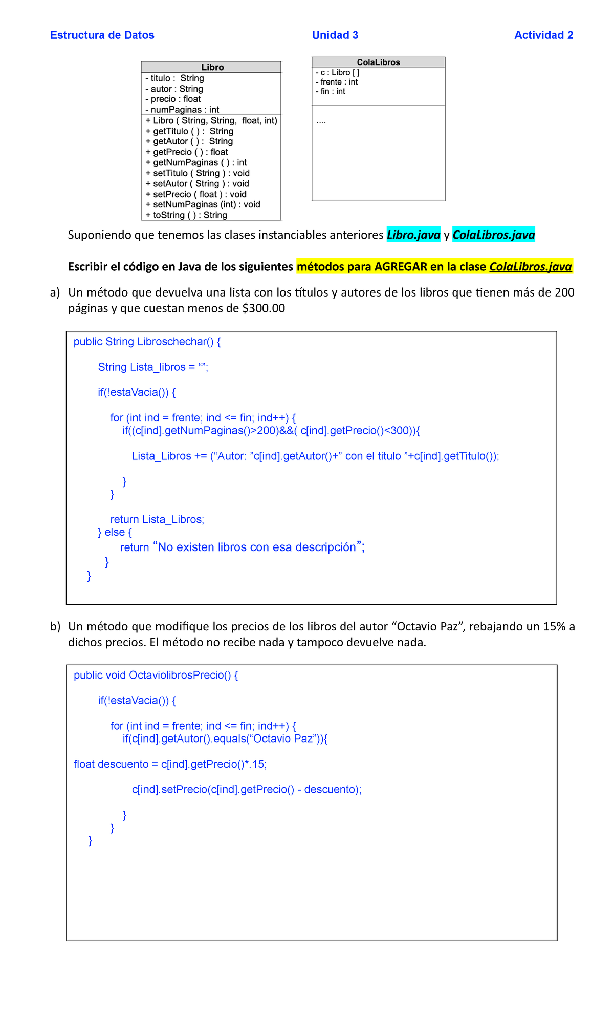 ED U 3 Actividad 2 Ad21 - Estructura De Datos Unidad 3 Actividad 2 ...