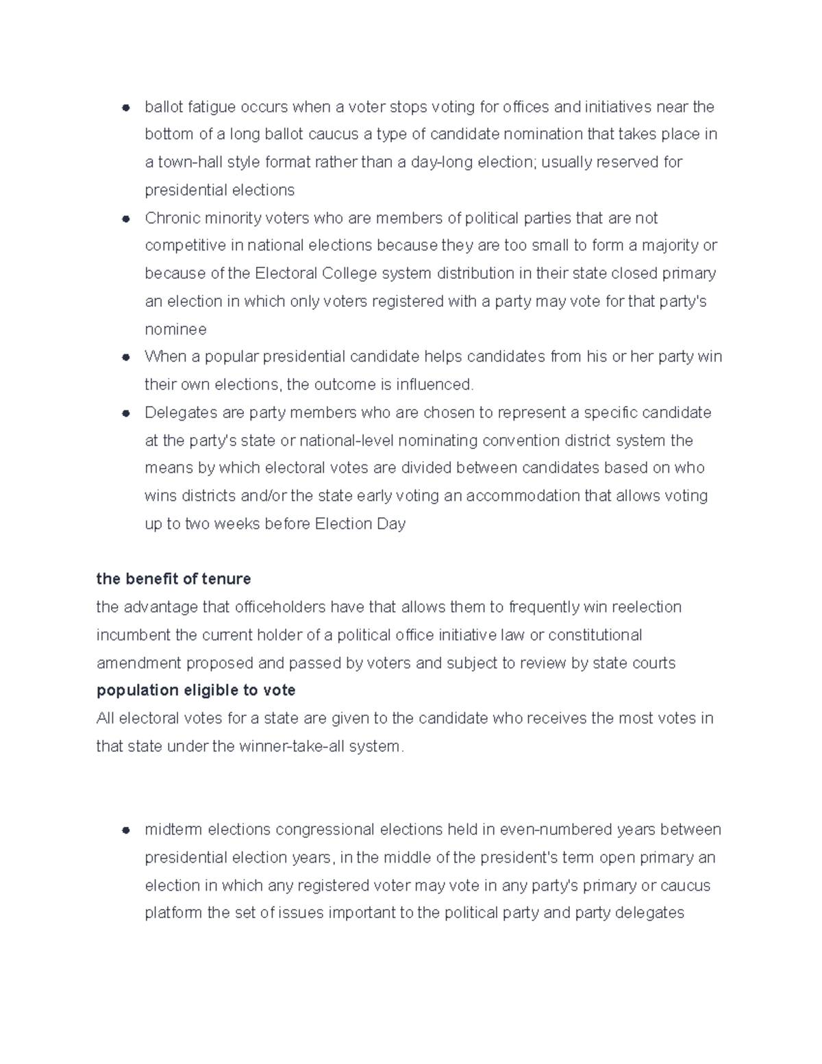 Intro American Government Vocabulary Note - ballot fatigue occurs when