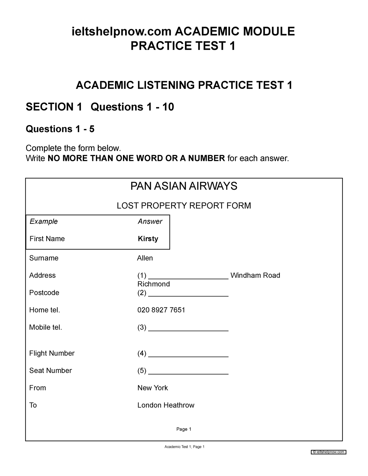 ac-test-1-question-paper-academic-listening-practice-test-1-section-1