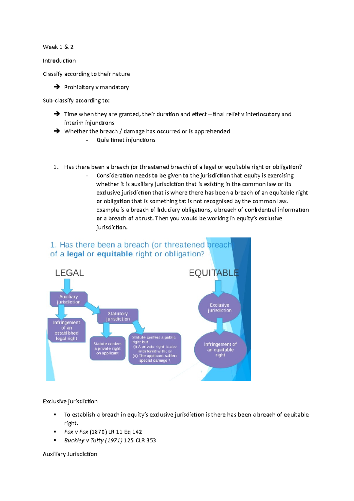 Equity Notes - Lectures - Week 1 & 2 Introduction Classify according to ...