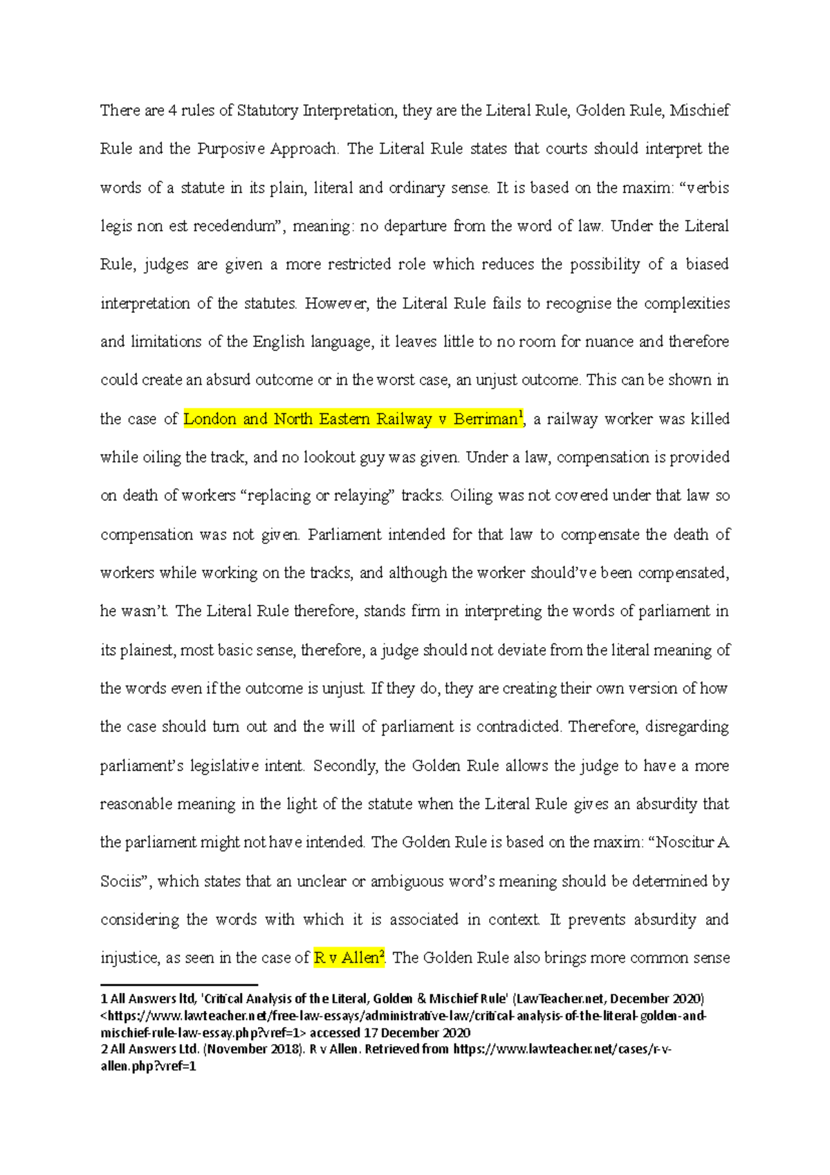 Report On Statutory Interpretation Brief Summary There Are 4 Rules Report On Statutory Interpretation Brief Summary There Are 4 Rules