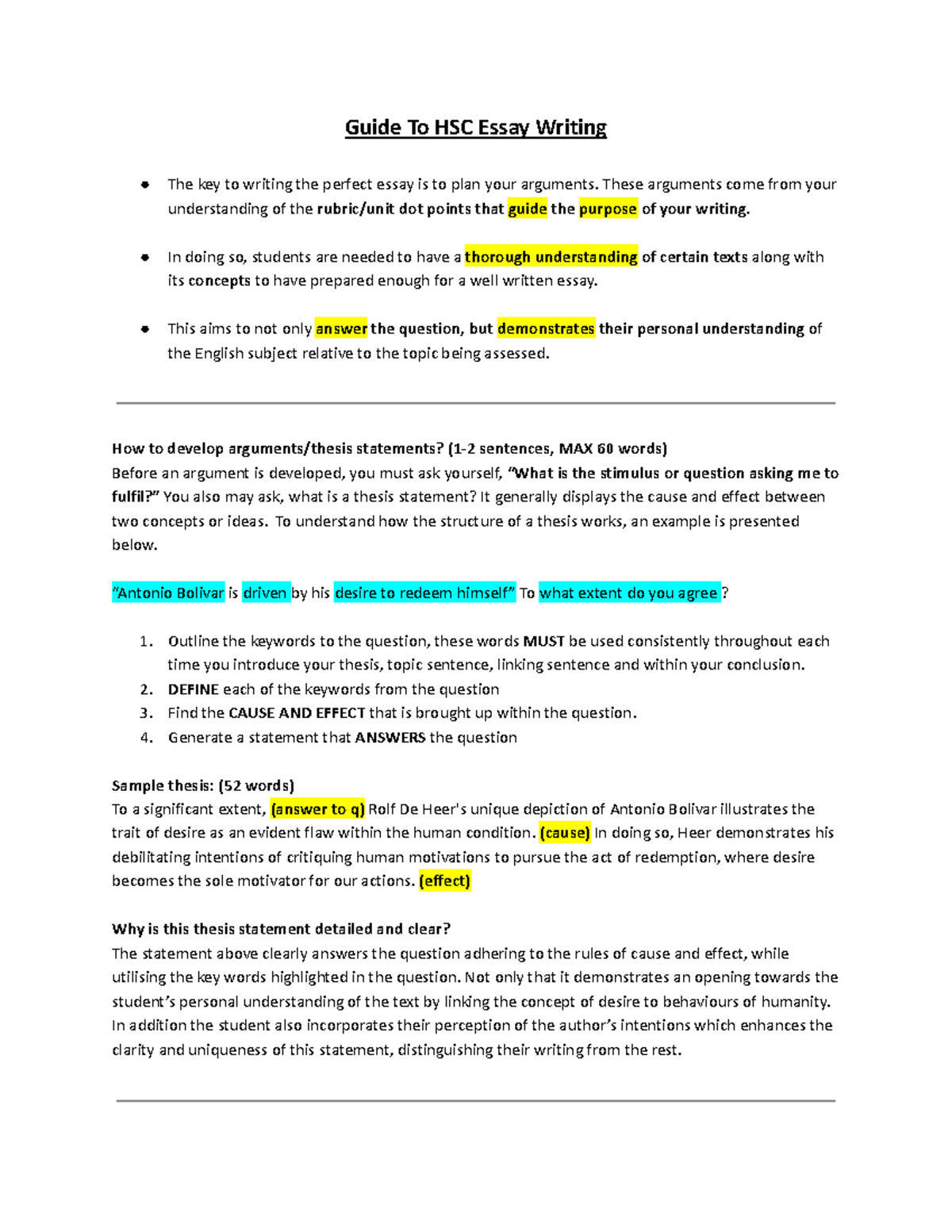 hsc essay writing guide