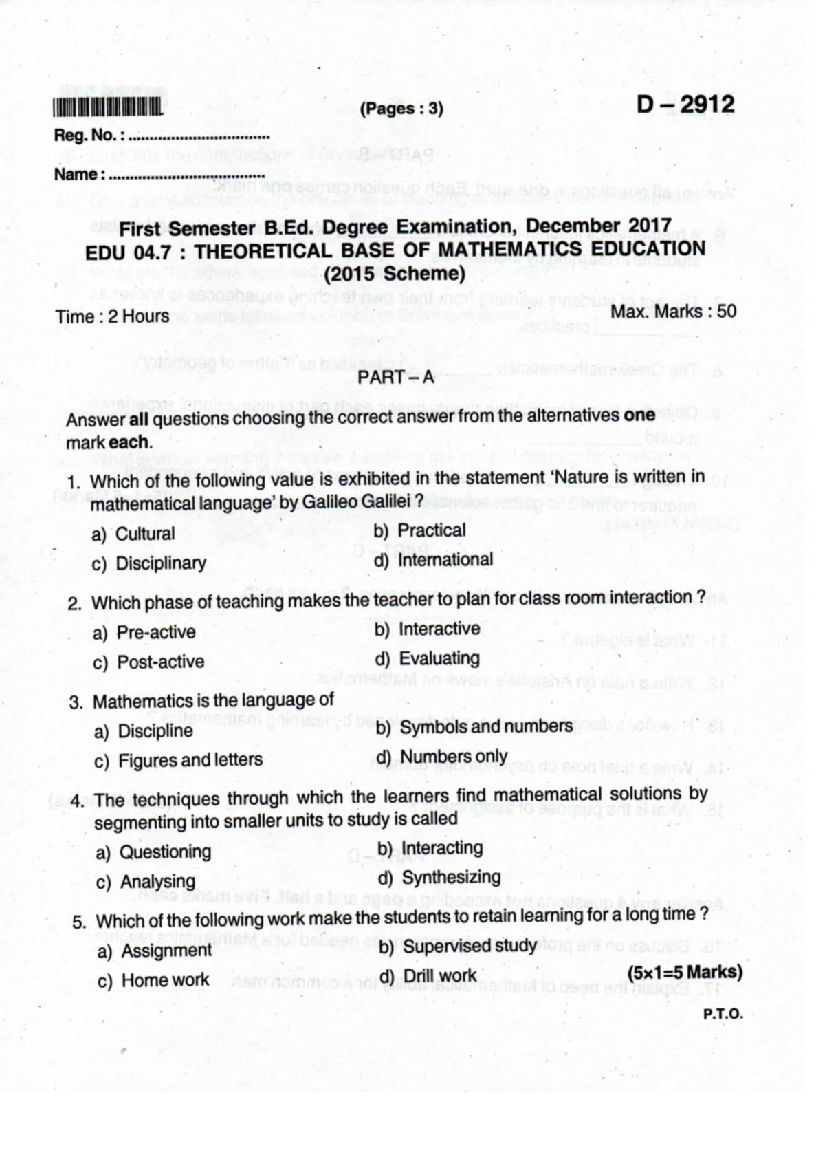 EDU 04 7 Theoretical Base of Mathematics Education - BEd Mathematics ...