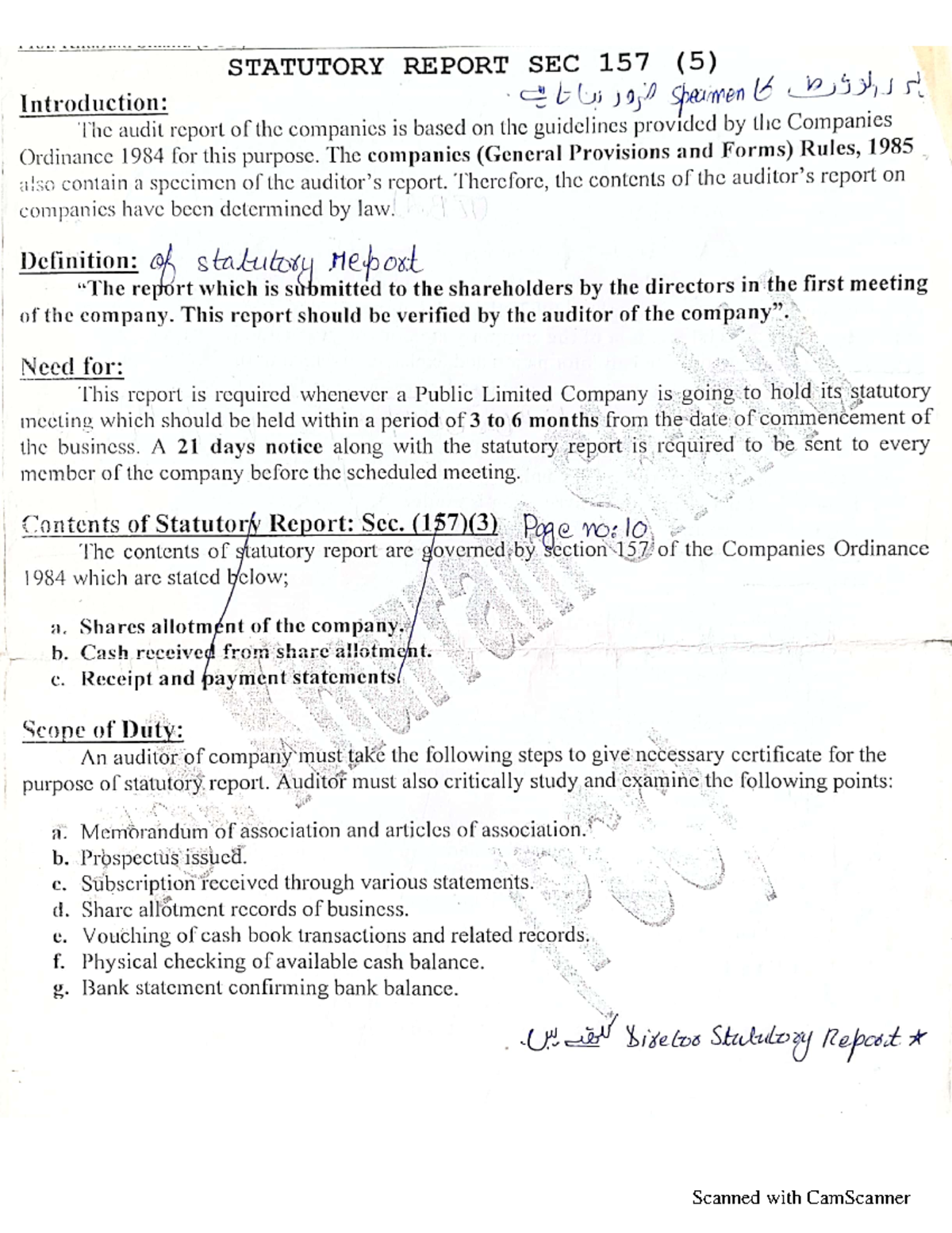 Statutory Report - Notes of Auditing - Scanned with CamScanner Scanned ...