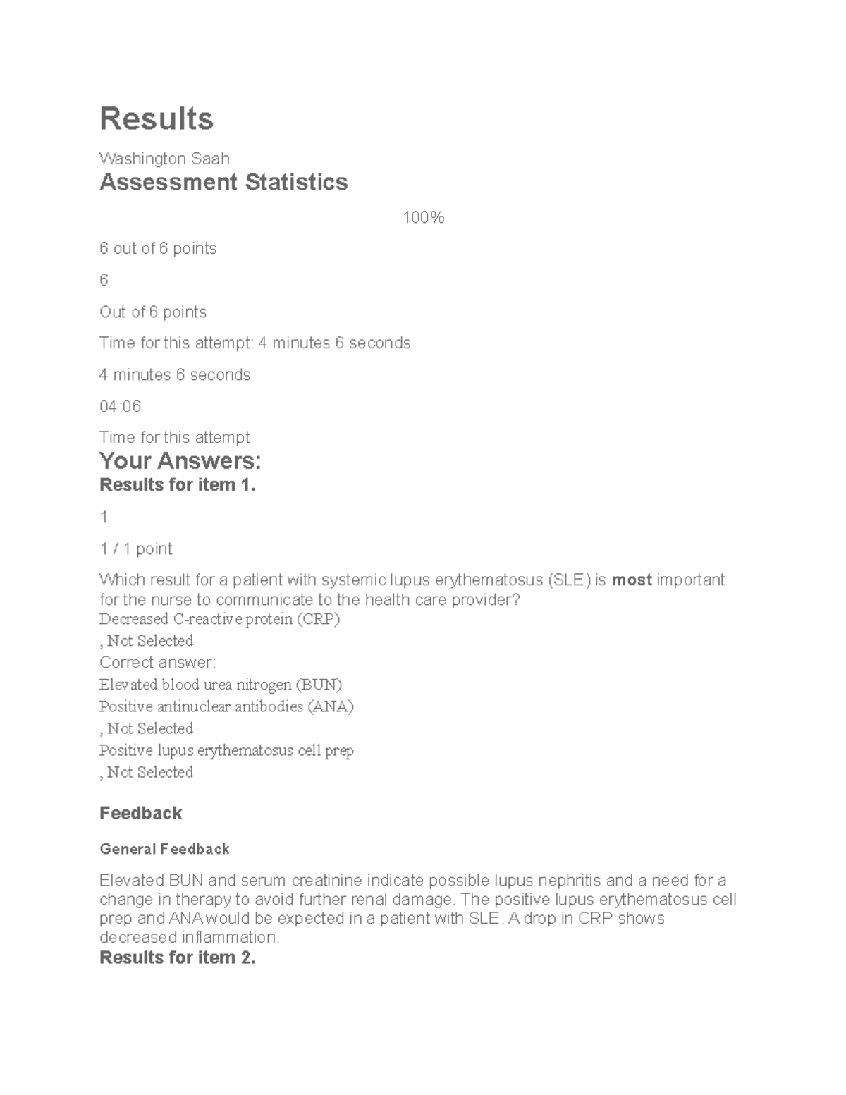 Autoimmune- post test - quiz - Results Washington Saah Assessment ...