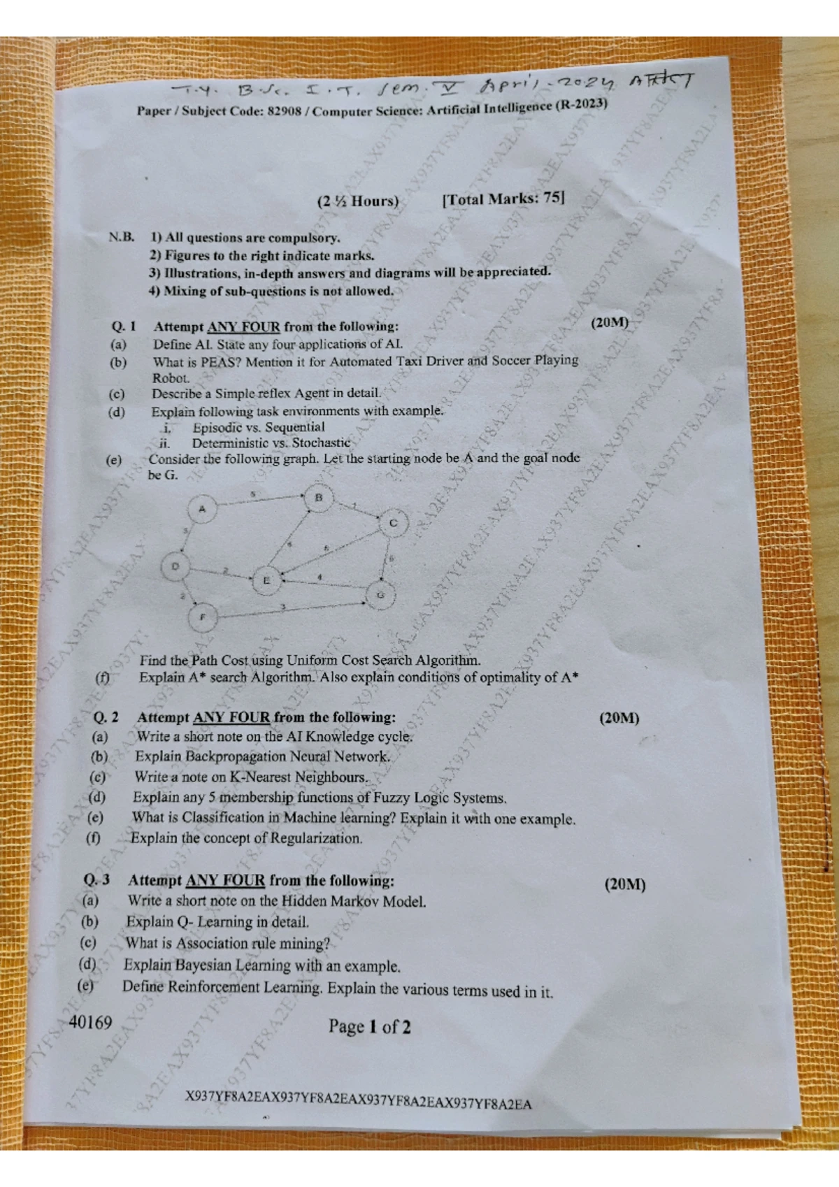 IOT Internet of things - Paper Subject Code: of Things (2 Hours) Marks ...