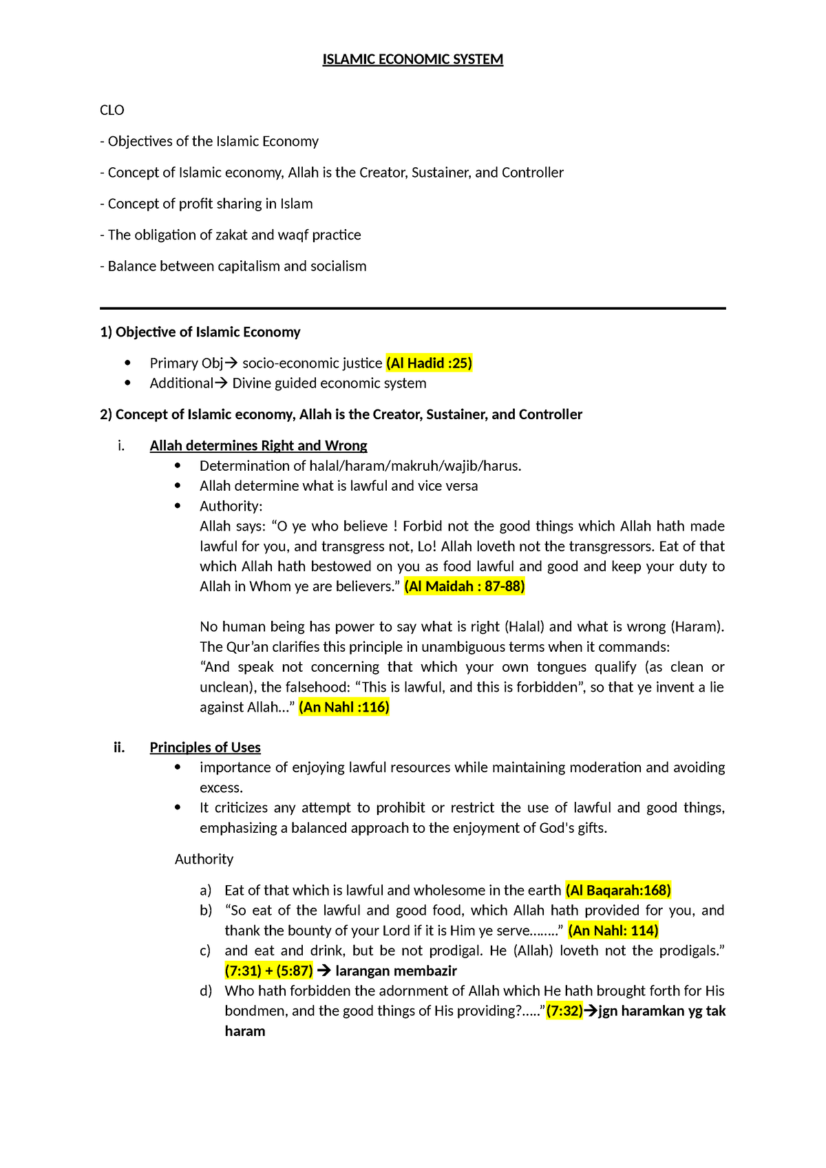 Islamic ECON System - IES - CLO Objectives of the Islamic Economy ...