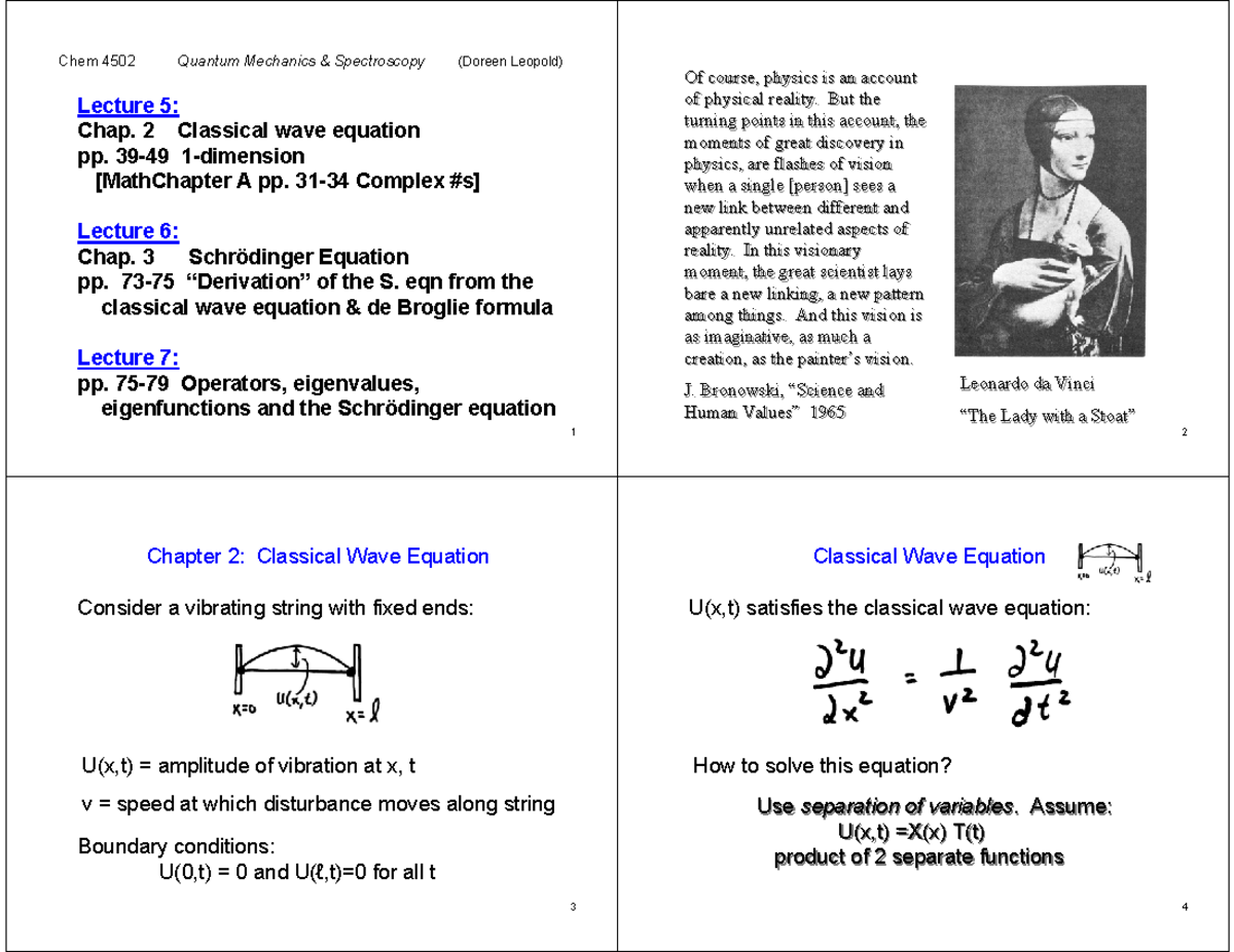 F17 Ch. 2 3 - Classical Wave Schrodinger Equations to post - 1 Lecture ...