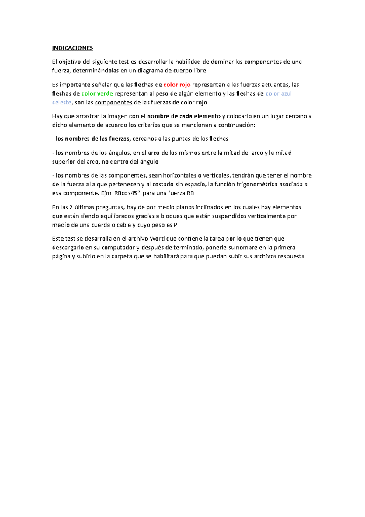 Test DCL - Test DLC graficos de cuerpo libre - INDICACIONES El objetivo ...