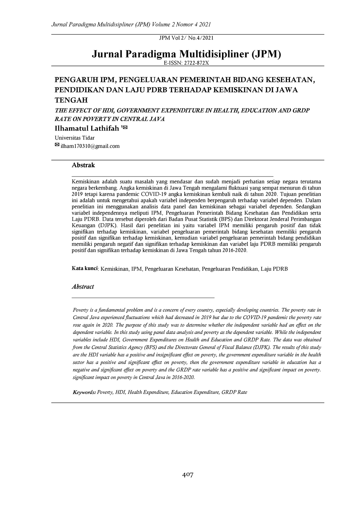 146 225 1 SM - Jurnal - Jurnal Paradigma Multidisipliner (JPM) Volume 2 ...