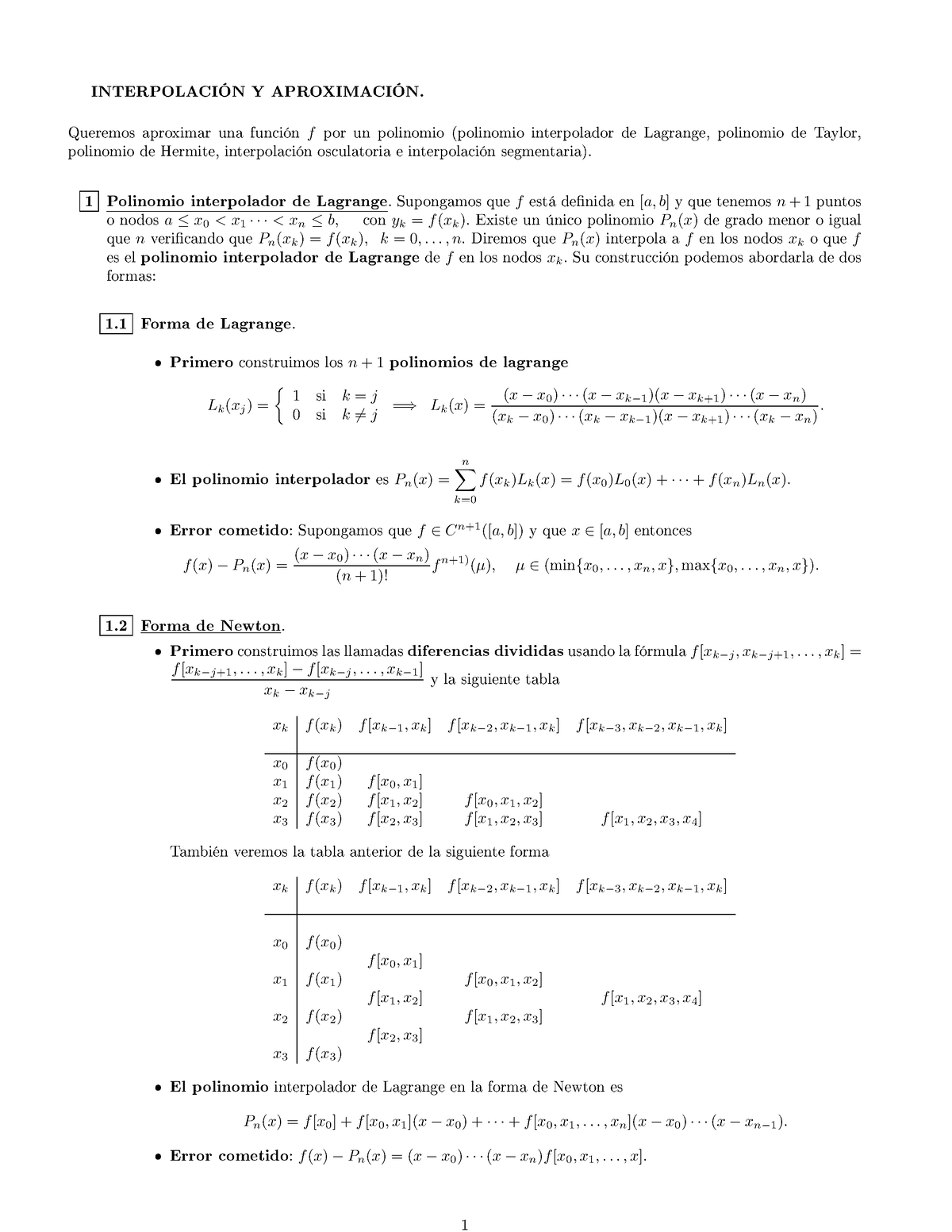 Num 4 Interpolacion InterpolaciÓn Y AproximaciÓn Queremos Aproximar Una Función F Por Un 4865