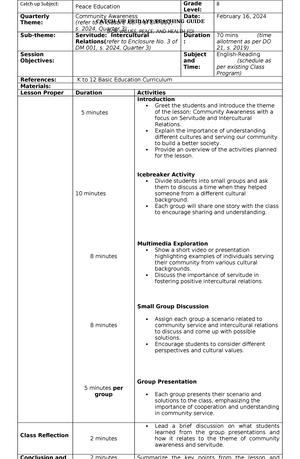 Timeline of Activities My Nieda - Researchers: Myca P. Lango Adviser ...