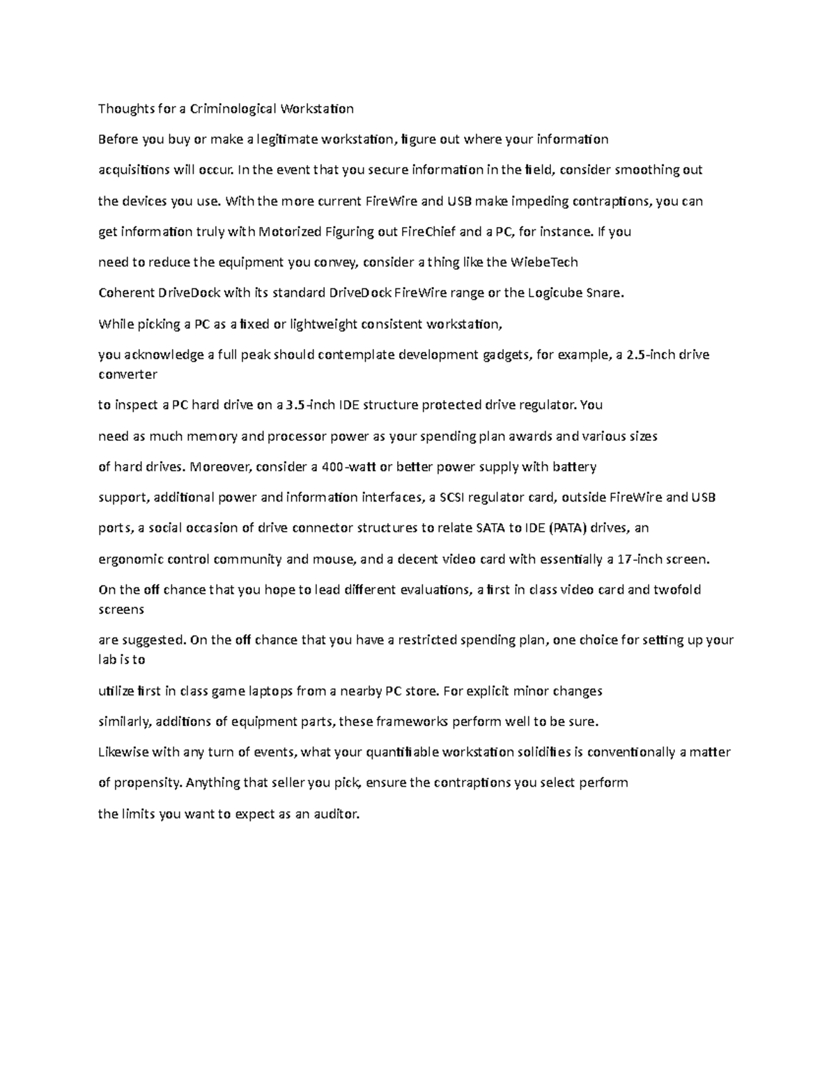 Q9 - Computer Science - Thoughts for a Criminological Workstation ...