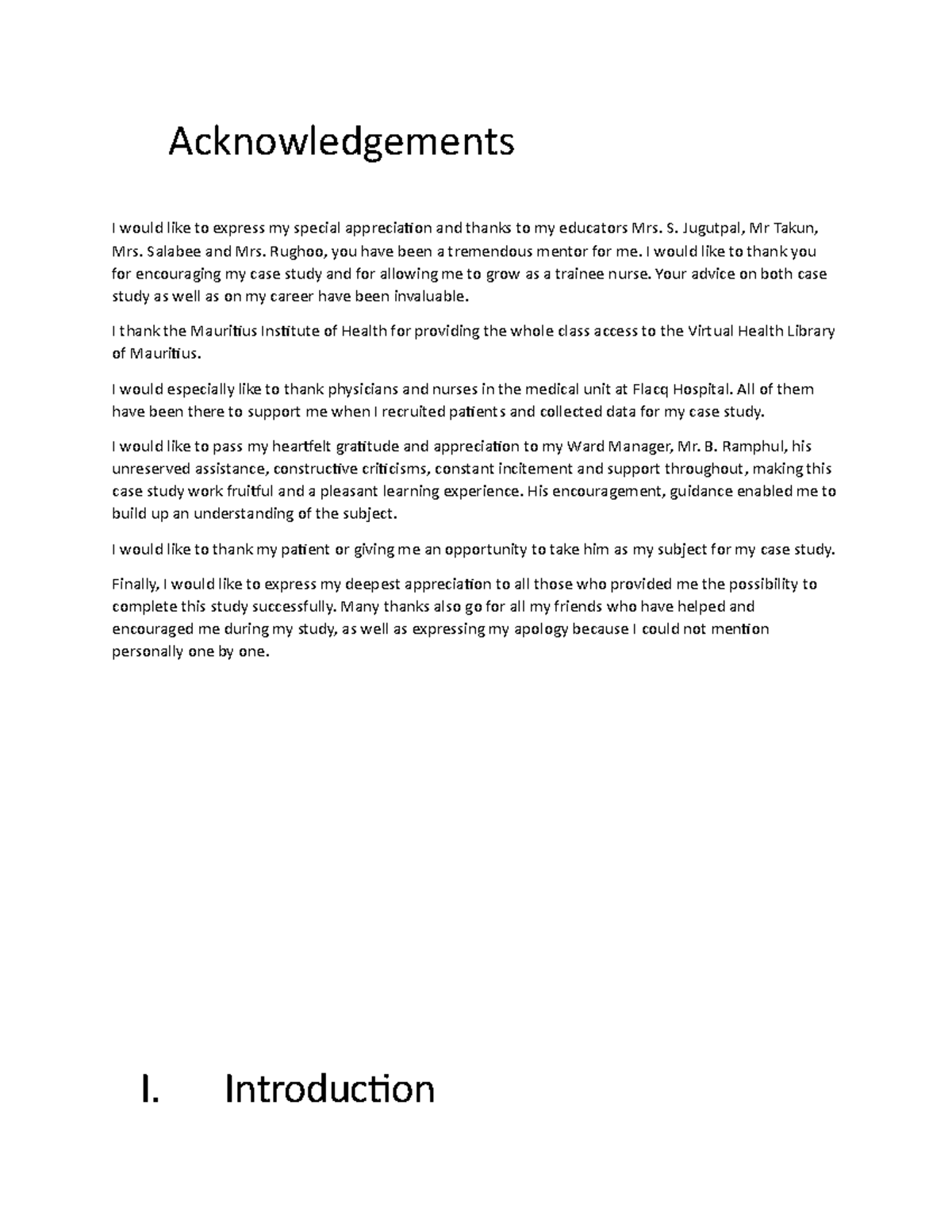 Case study Emphysema Acknowledgements I would like to express my