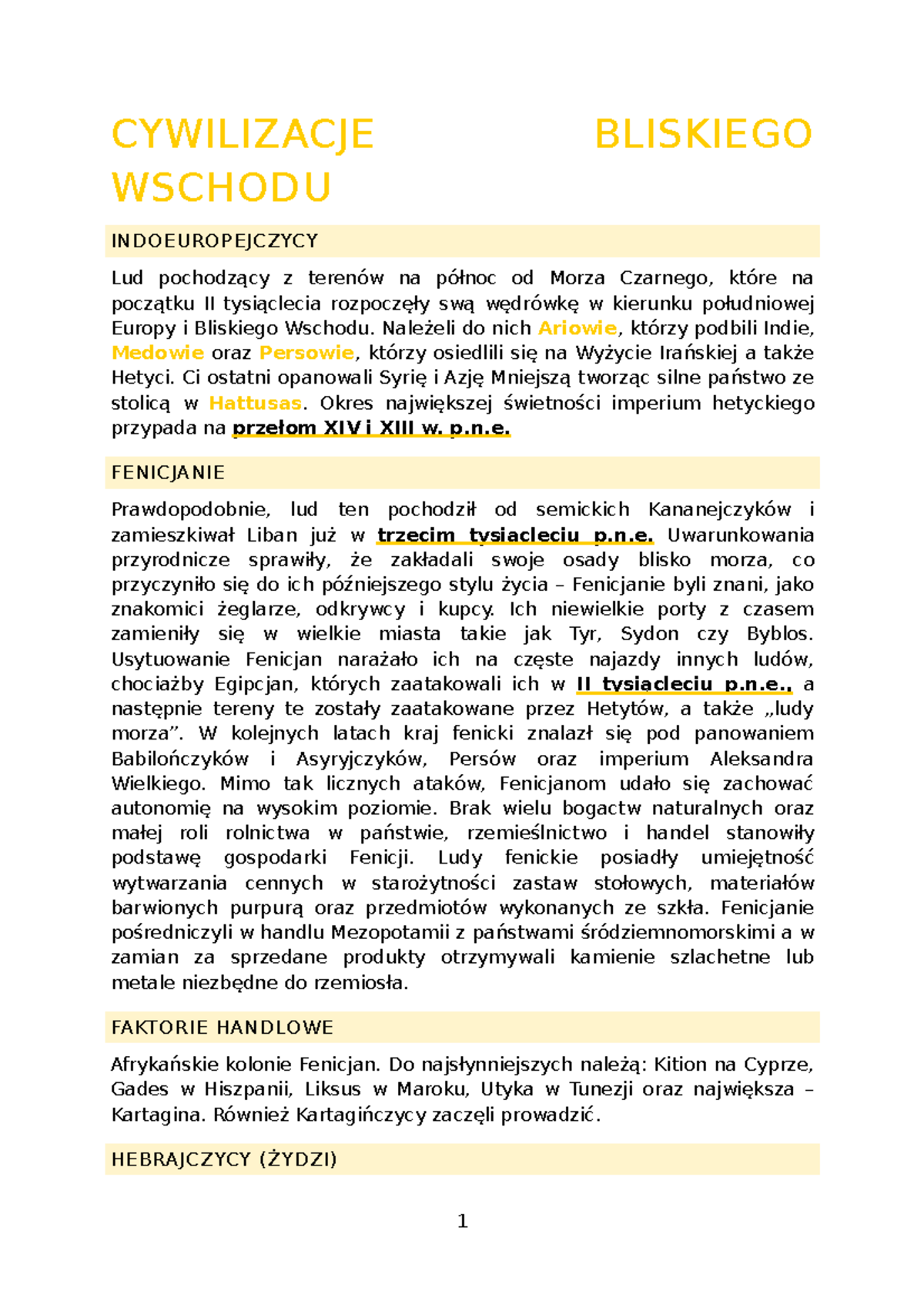 IV. Bliski Wschów - Notatki z wykładu 4 - CYWILIZACJE BLISKIEGO WSCHODU