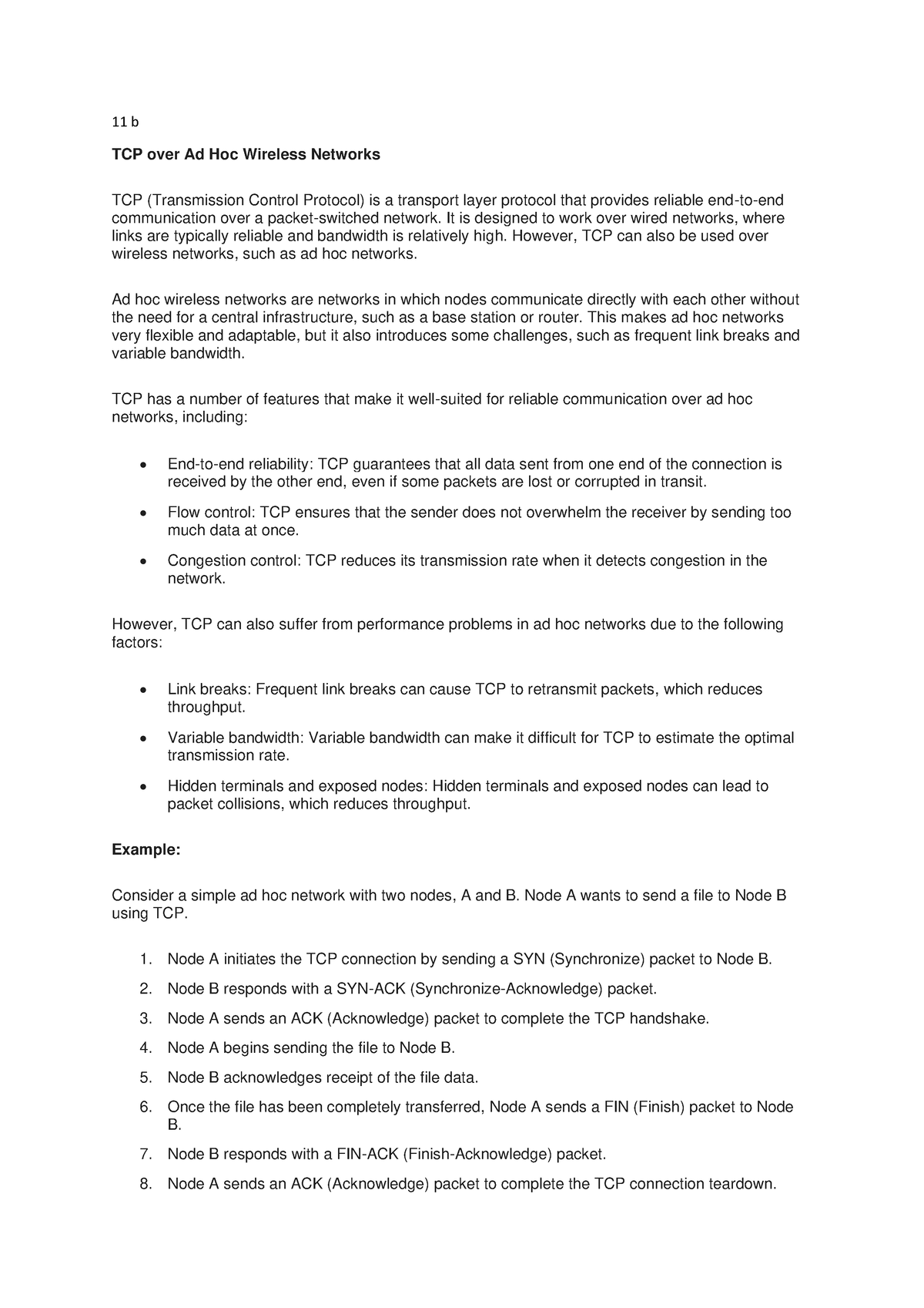 13 B - Adhoc Networks Fot The Sensor Networks - 11 B TCP Over Ad Hoc ...