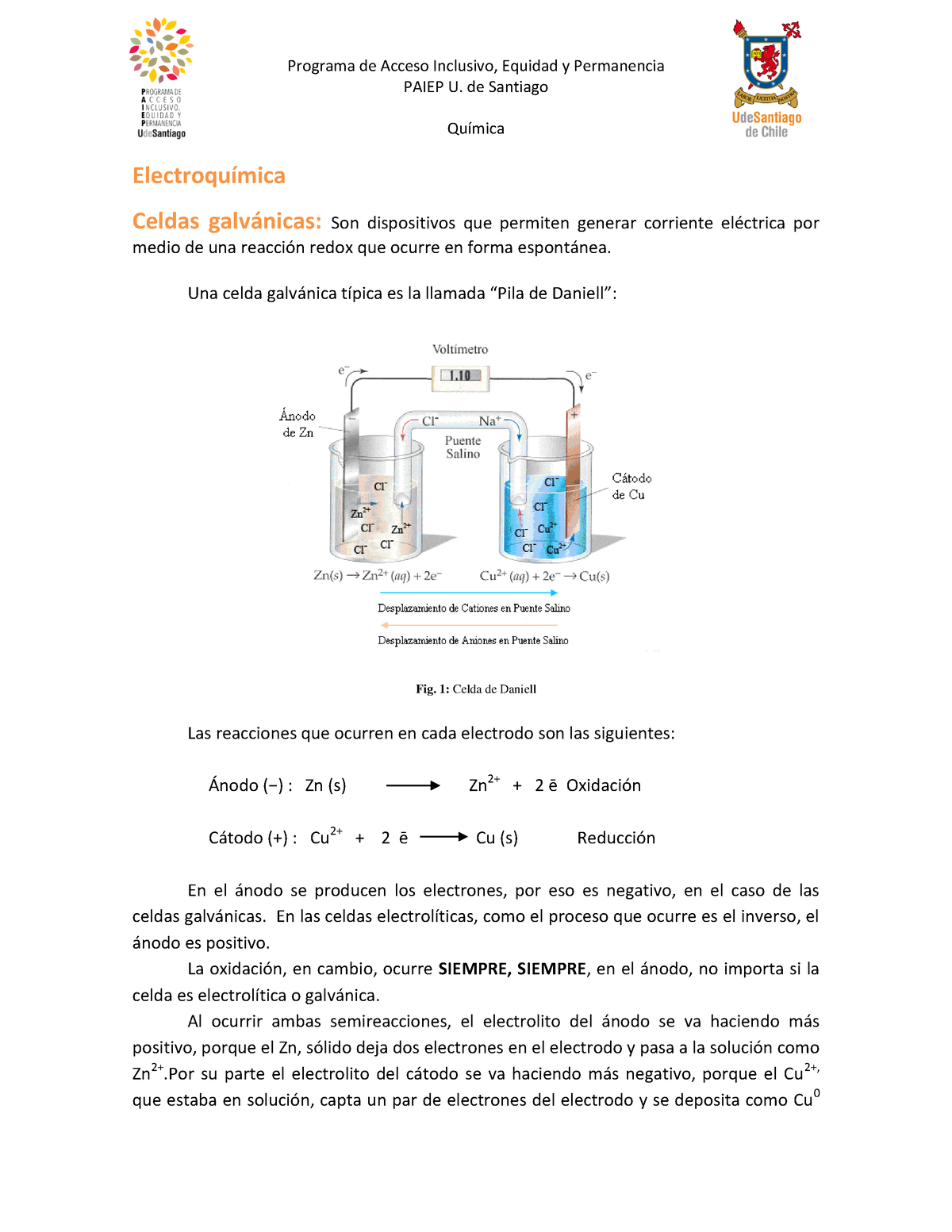 Electroqu A Mica - Ejercicios Para Pep - PAIEP U. De Santiago QuÌmica ...