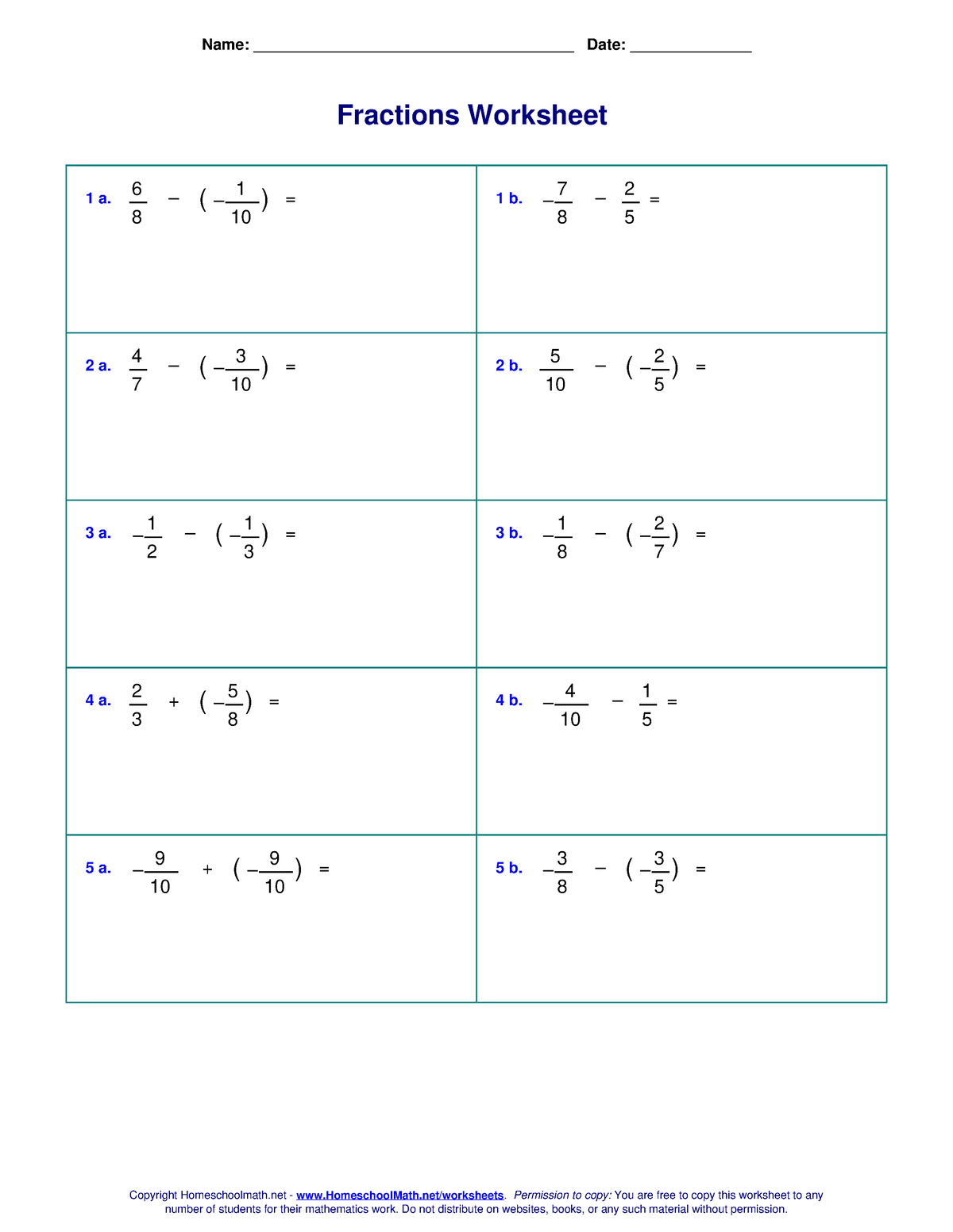 Fractions Worksheet-1 - Name ...