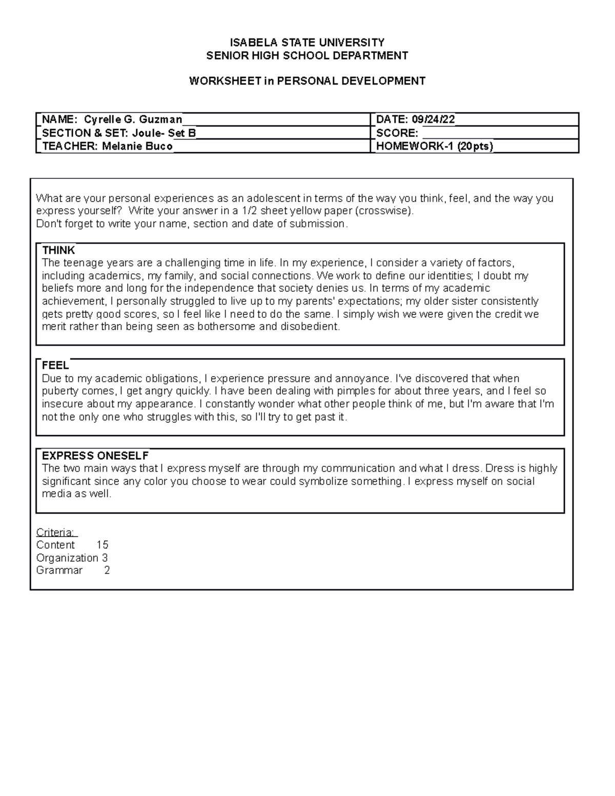 Perdev Homework-1 - homework - ISABELA STATE UNIVERSITY SENIOR HIGH ...
