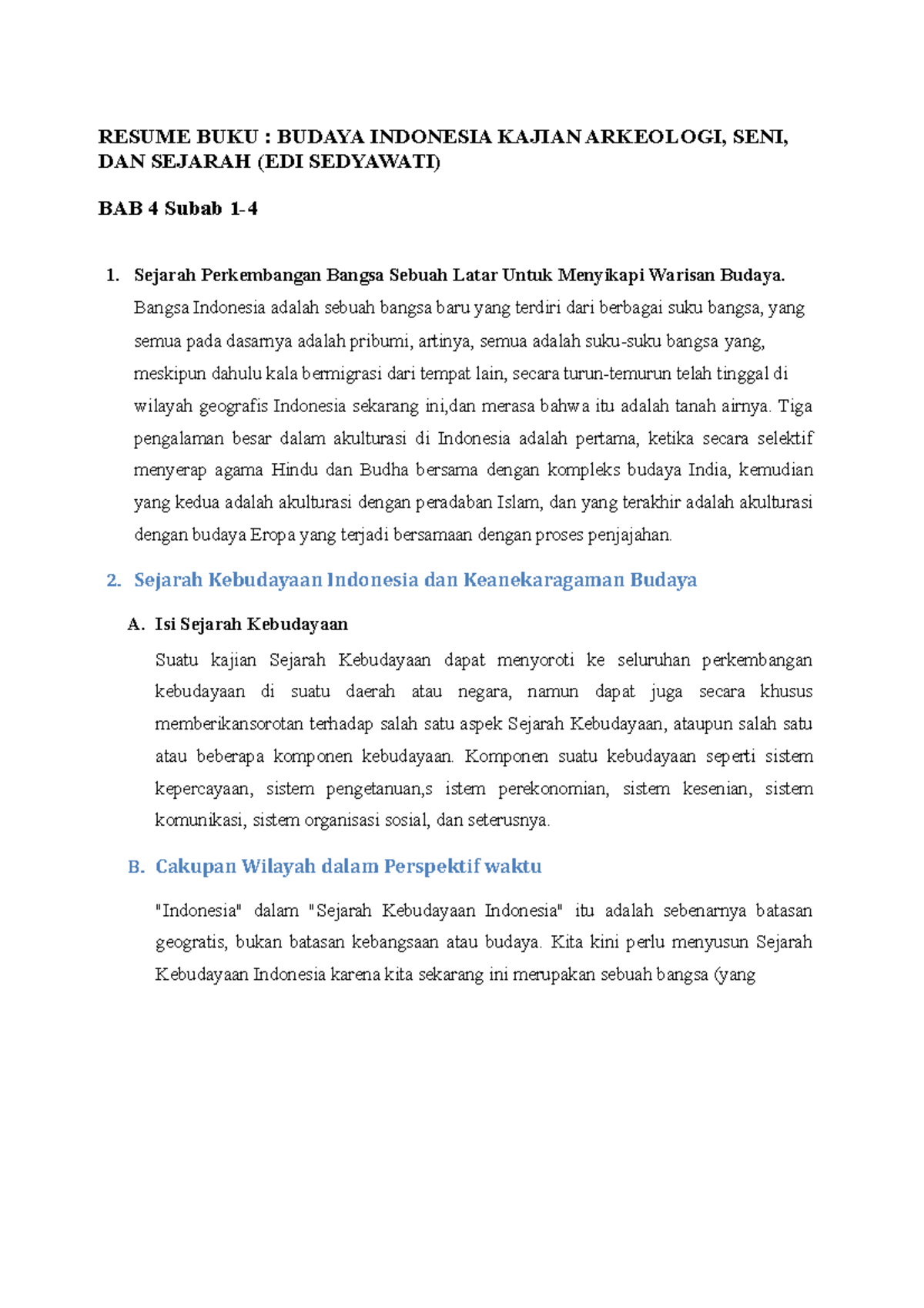 Resume BUKU EDI Sedyawati BAB 4 SUB BAB 1-4 - RESUME BUKU : BUDAYA ...