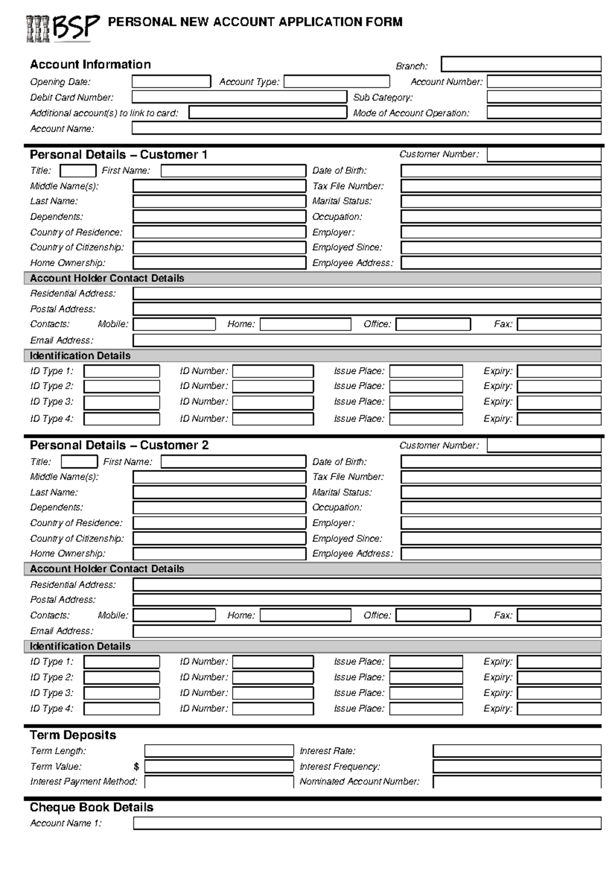 Personal New Account Application Form 2020 - PERSONAL NEW ACCOUNT ...