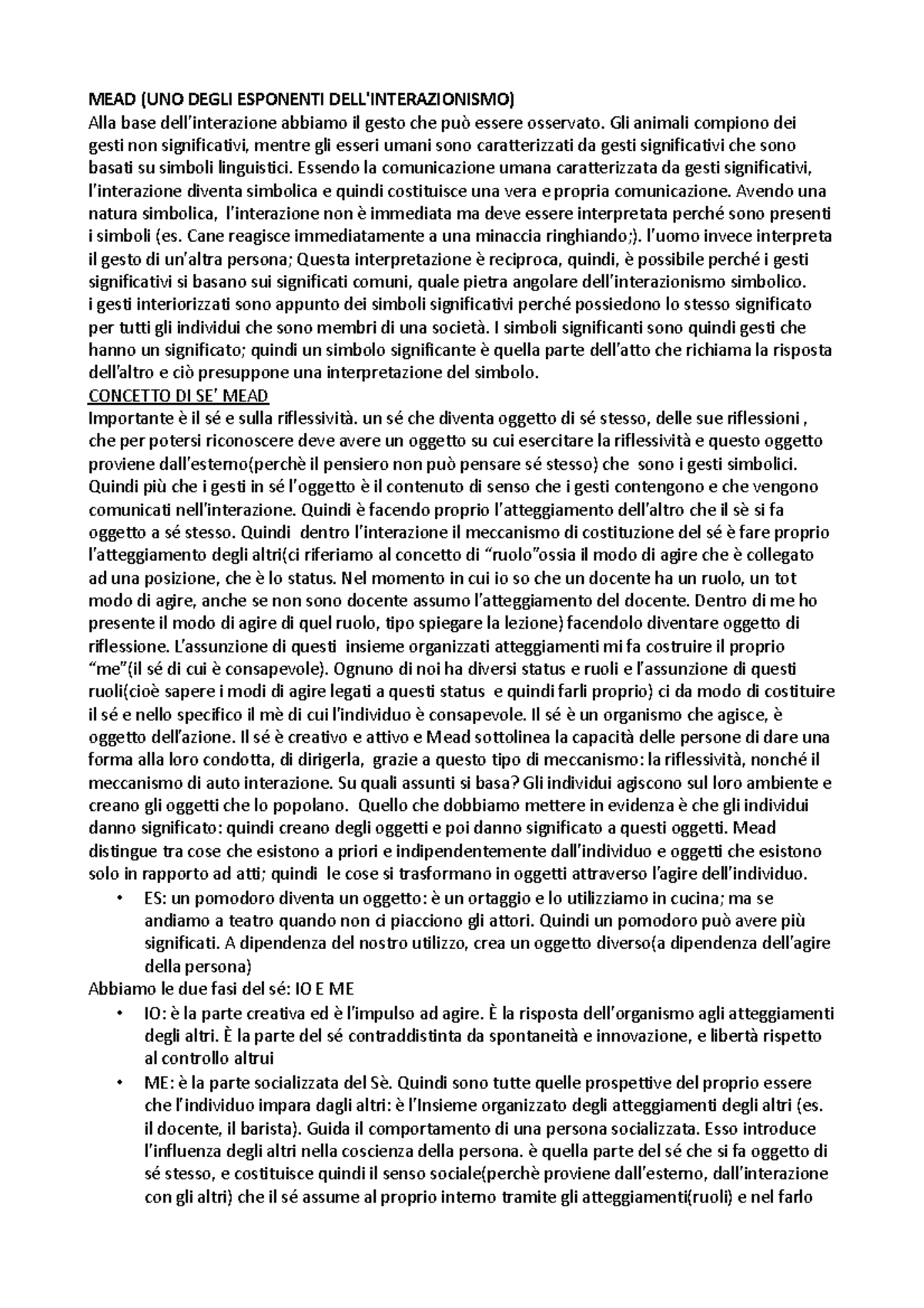 20.5 Classe Sociologia - MEAD (UNO DEGLI ESPONENTI DELL'INTERAZIONISMO ...