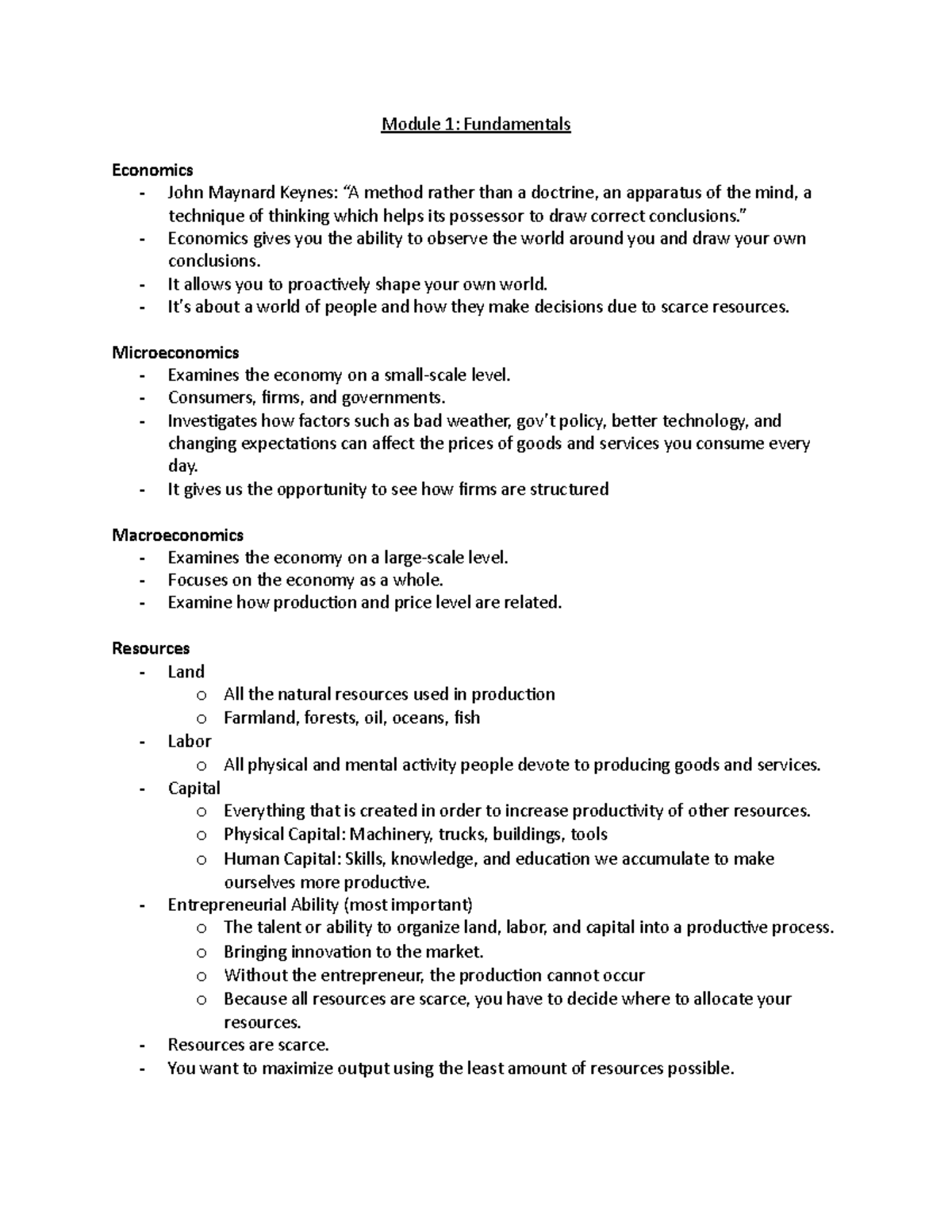 Module 1- Fundamentals - Module 1: Fundamentals Economics - John ...