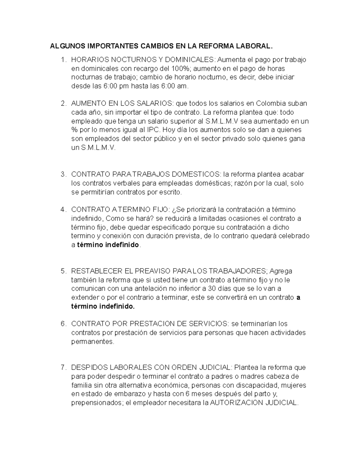 Algunos Importantes Cambios EN LA Reforma Laboral - ALGUNOS IMPORTANTES ...