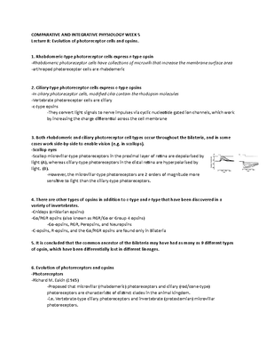 Physiology - Lecture 1 + 2 - LECTURE 1 - Animal Diversity, Phylogeny ...