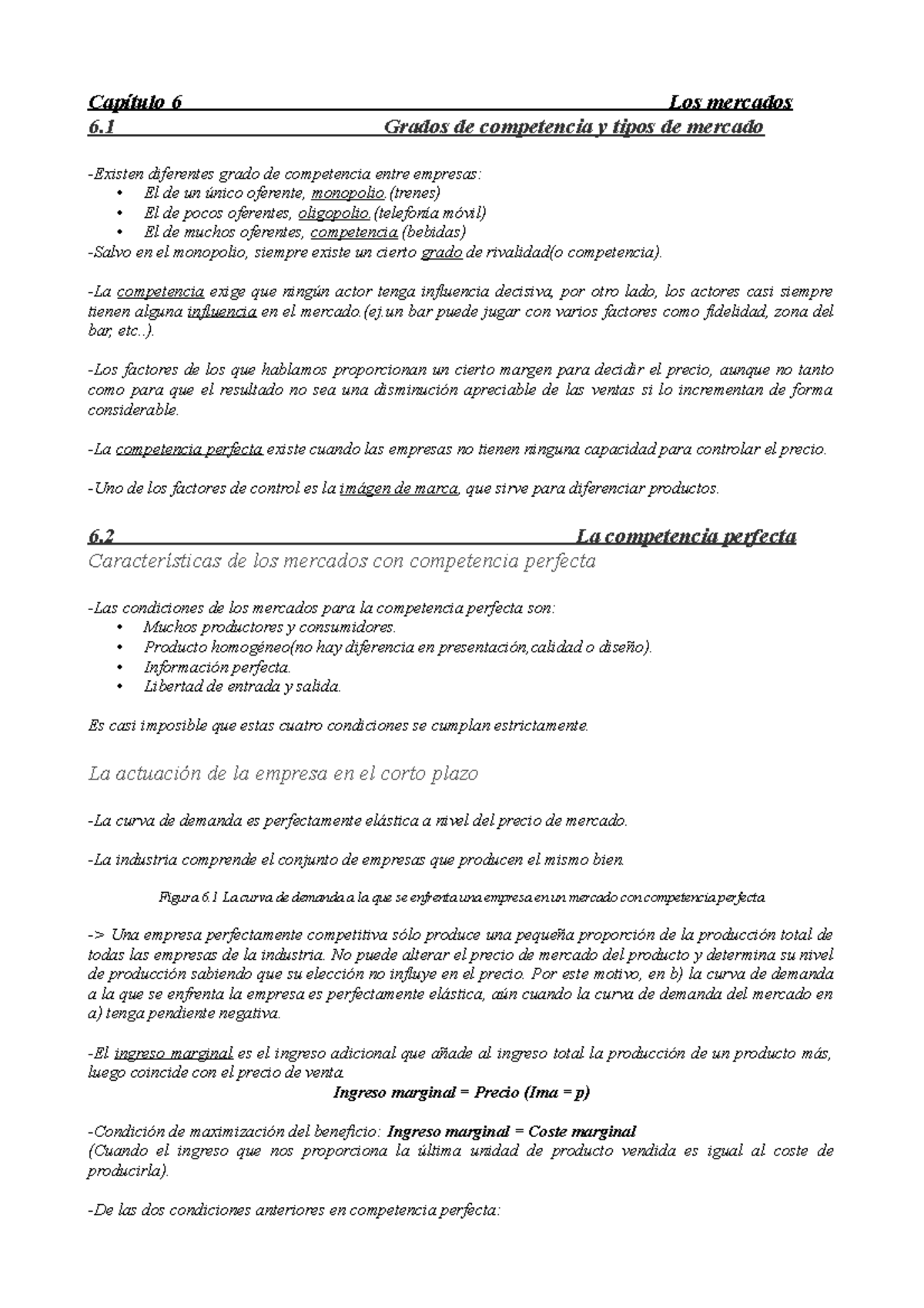 Resúmen Tema 6 - Capítulo 6 Los Mercados 6 Grados De Competencia Y ...