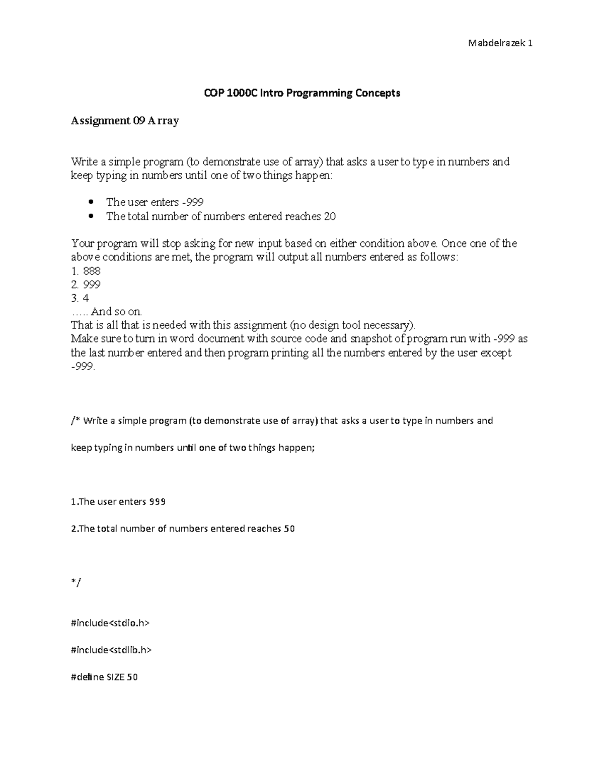 COP1000C ASSIGNMENT 9 HERE IT IS. The Whole Assignment 9 Cop 1000c ...