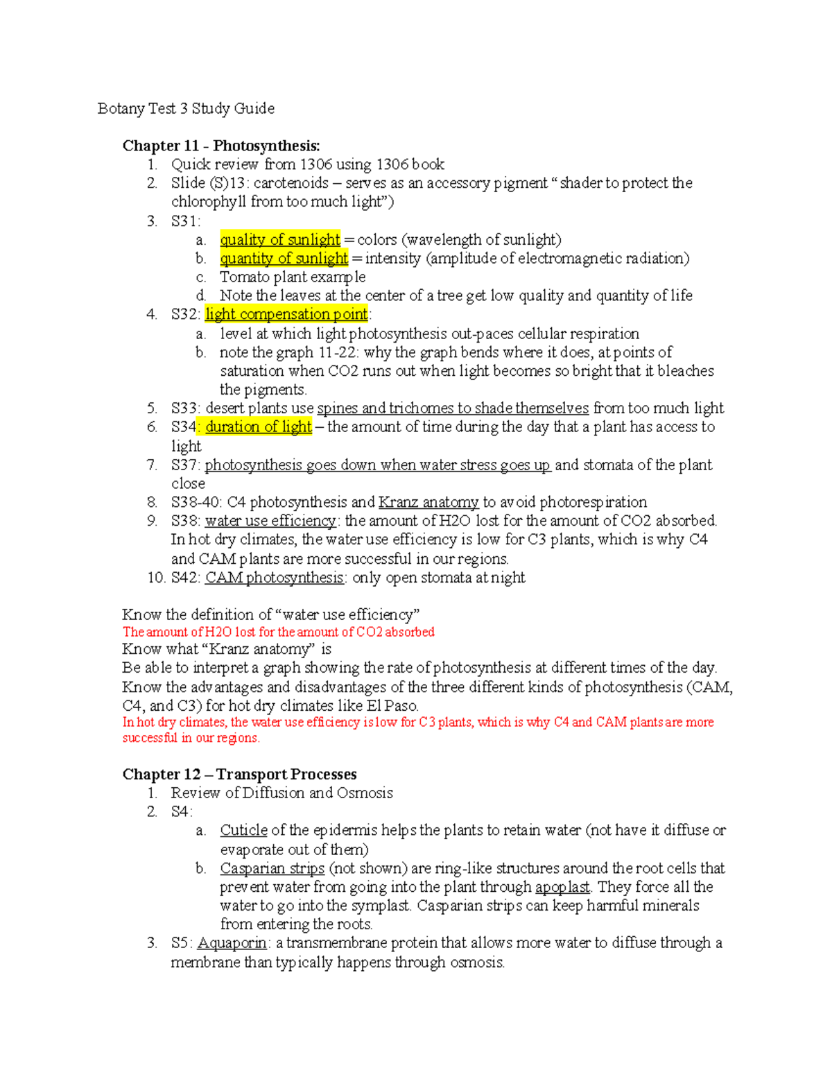 Botany Test 3 Study Guide Botany Test 3 Study Guide Chapter 11